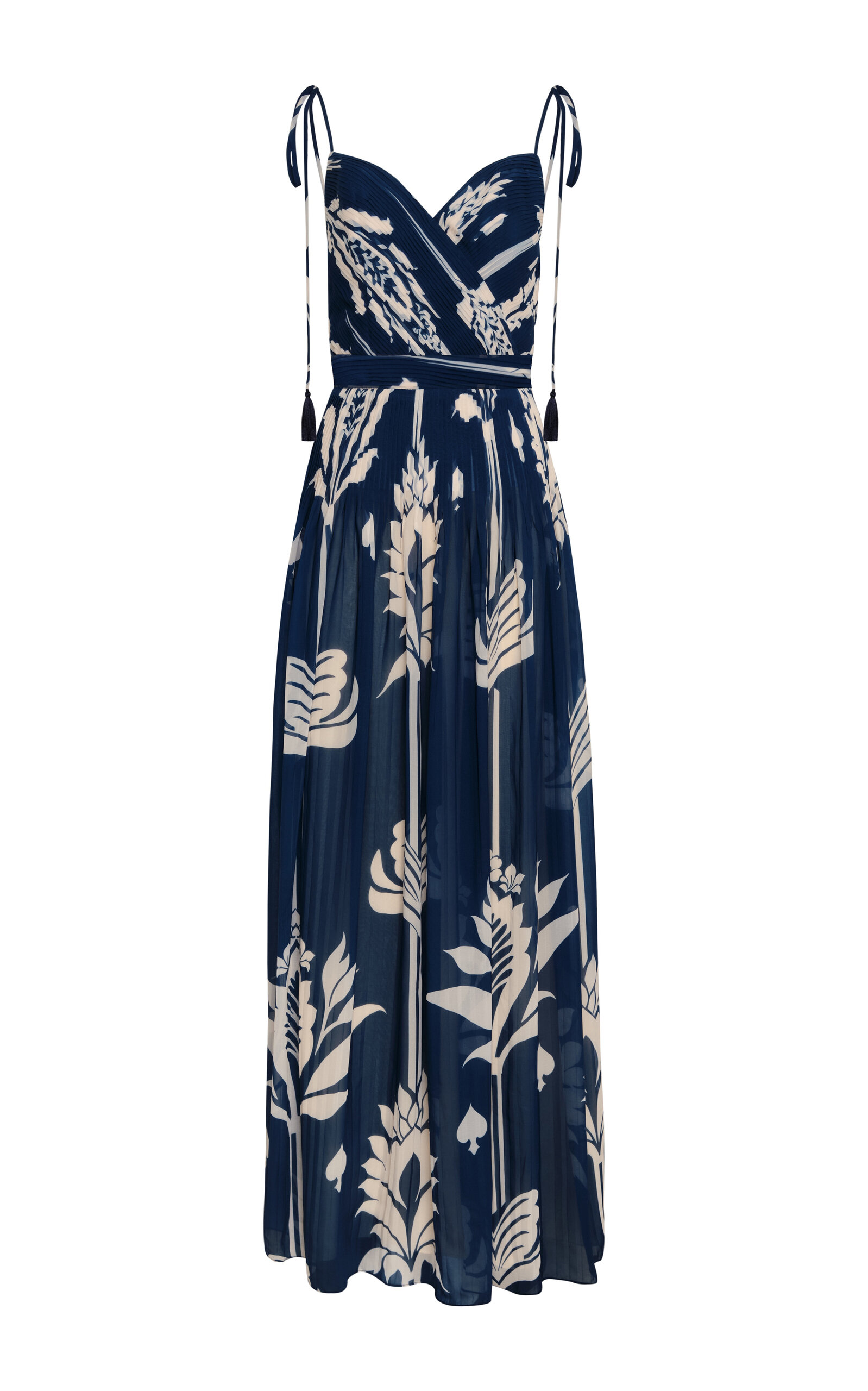 ANDRES OTALORA AARKID PLISSÉ CHIFFON MAXI DRESS 