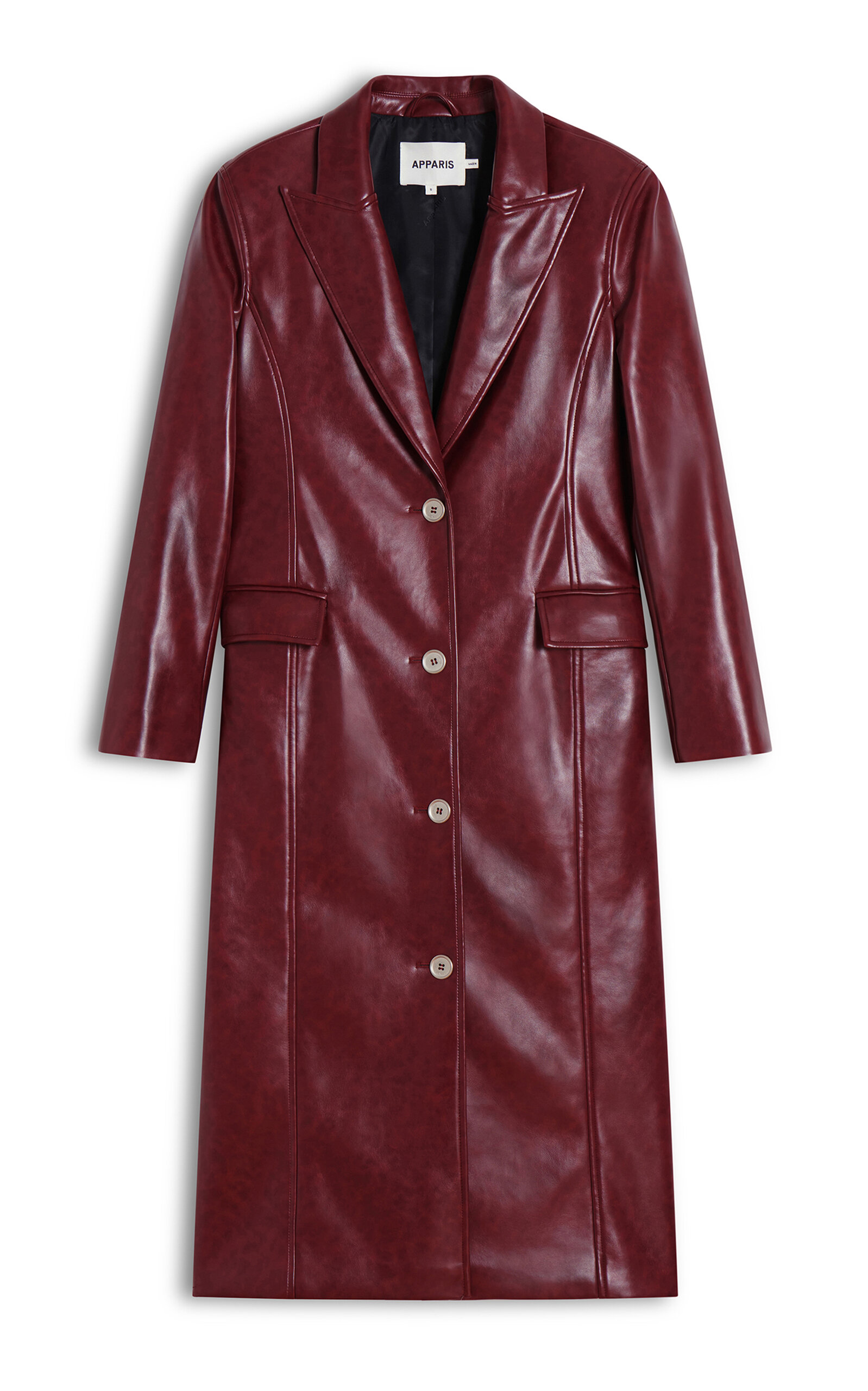 Shop Apparis Lauren Recycled Leather Coat In Red