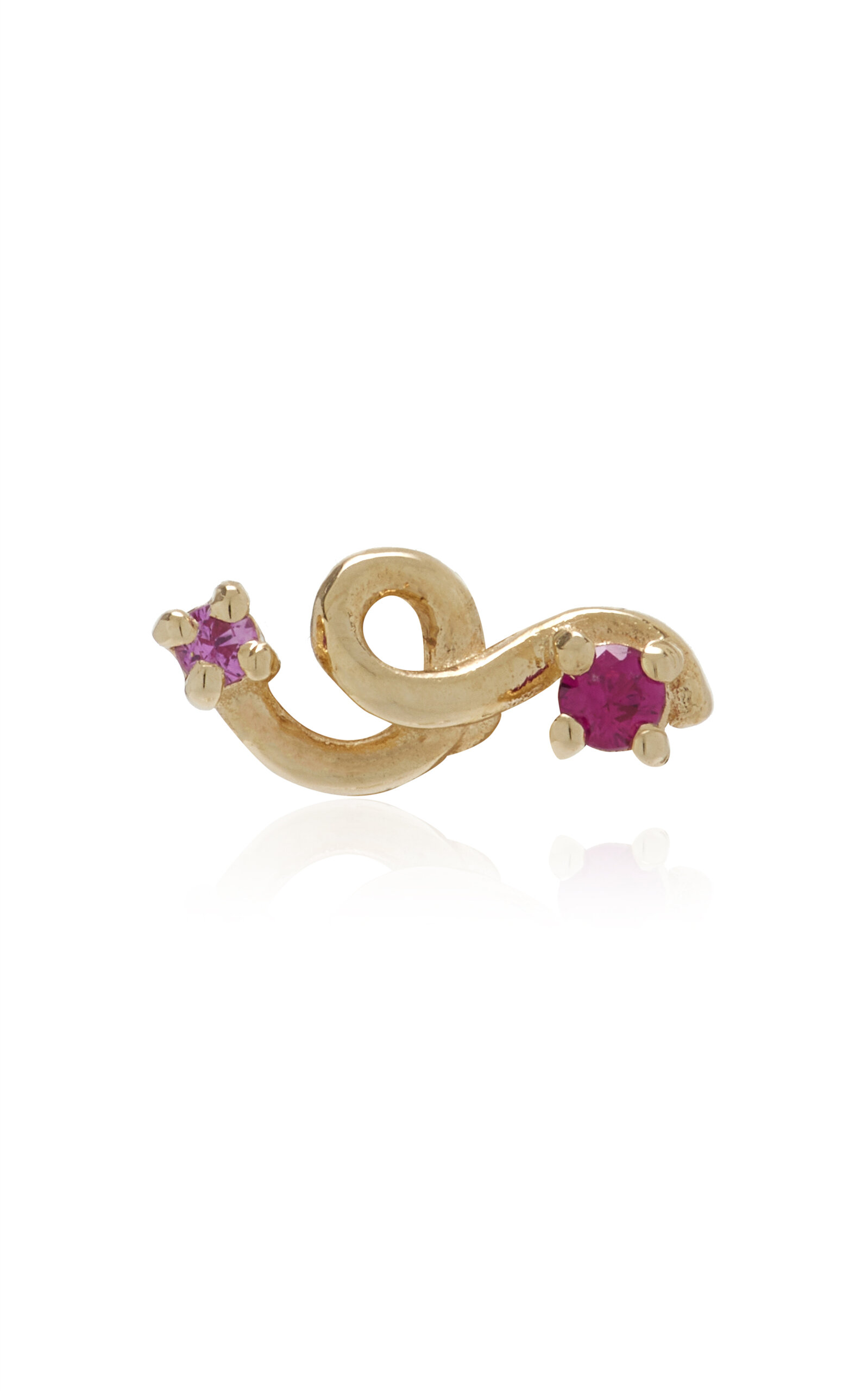 Mini Loop 9K Yellow Gold Ruby; Sapphire Single Earring