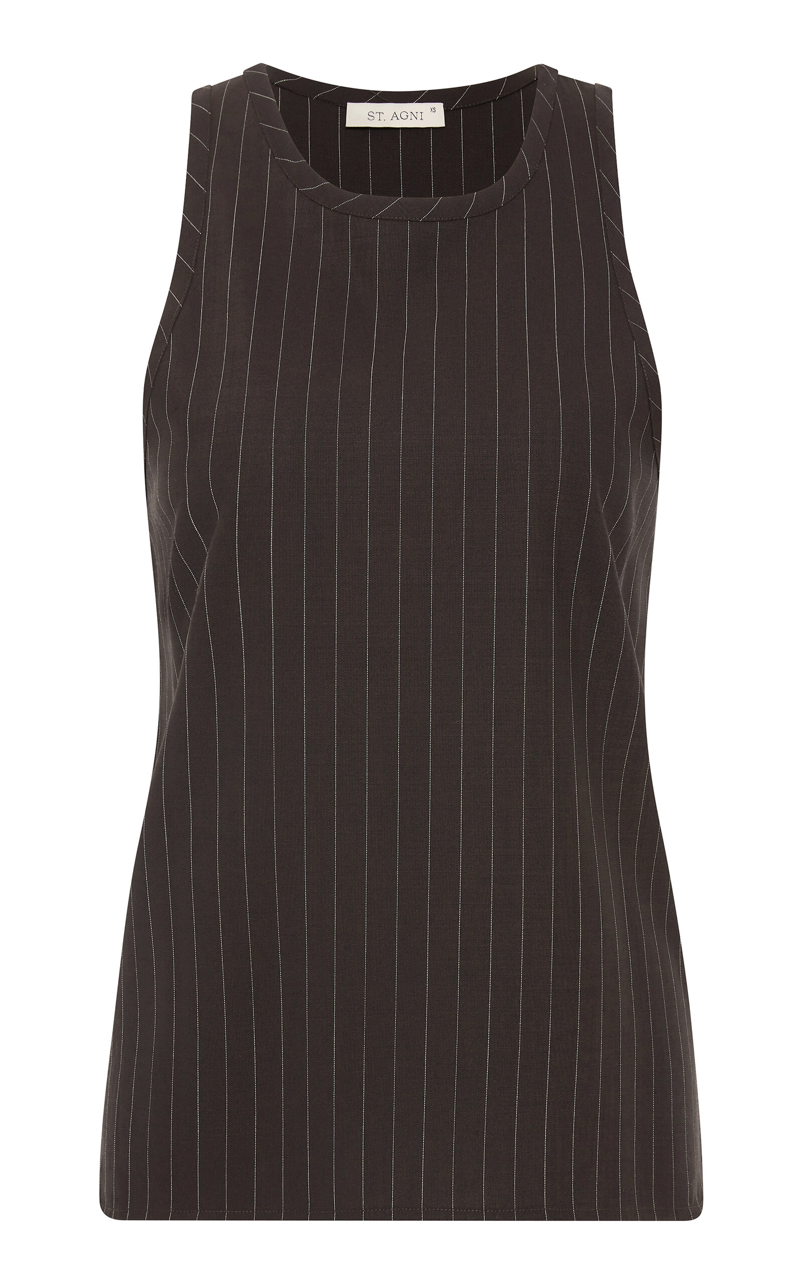 Shop St Agni Pinstriped Wool Suiting Tank Top In Stripe