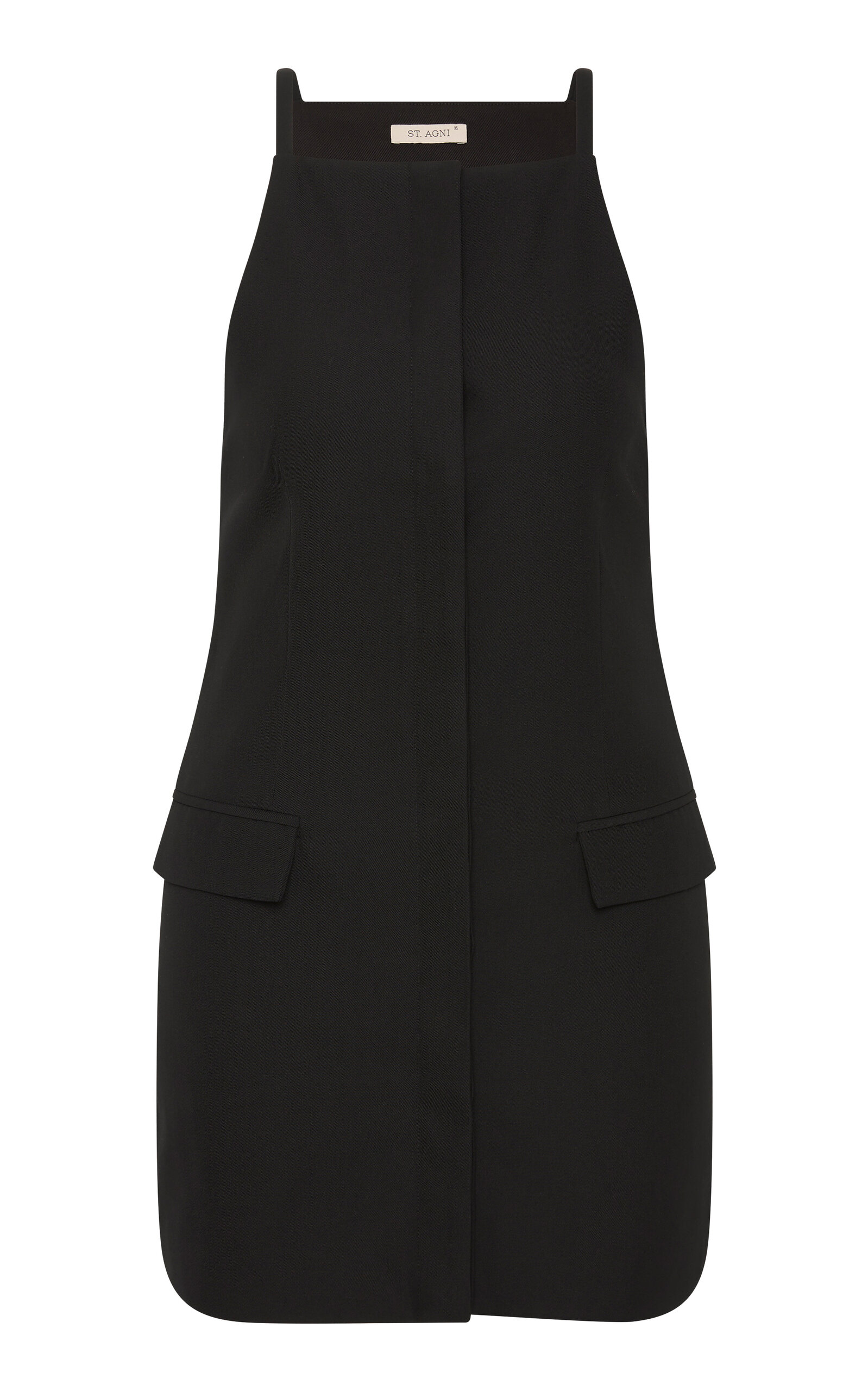 Shop St Agni Tailored Wool-blend Suiting Mini Dress In Black