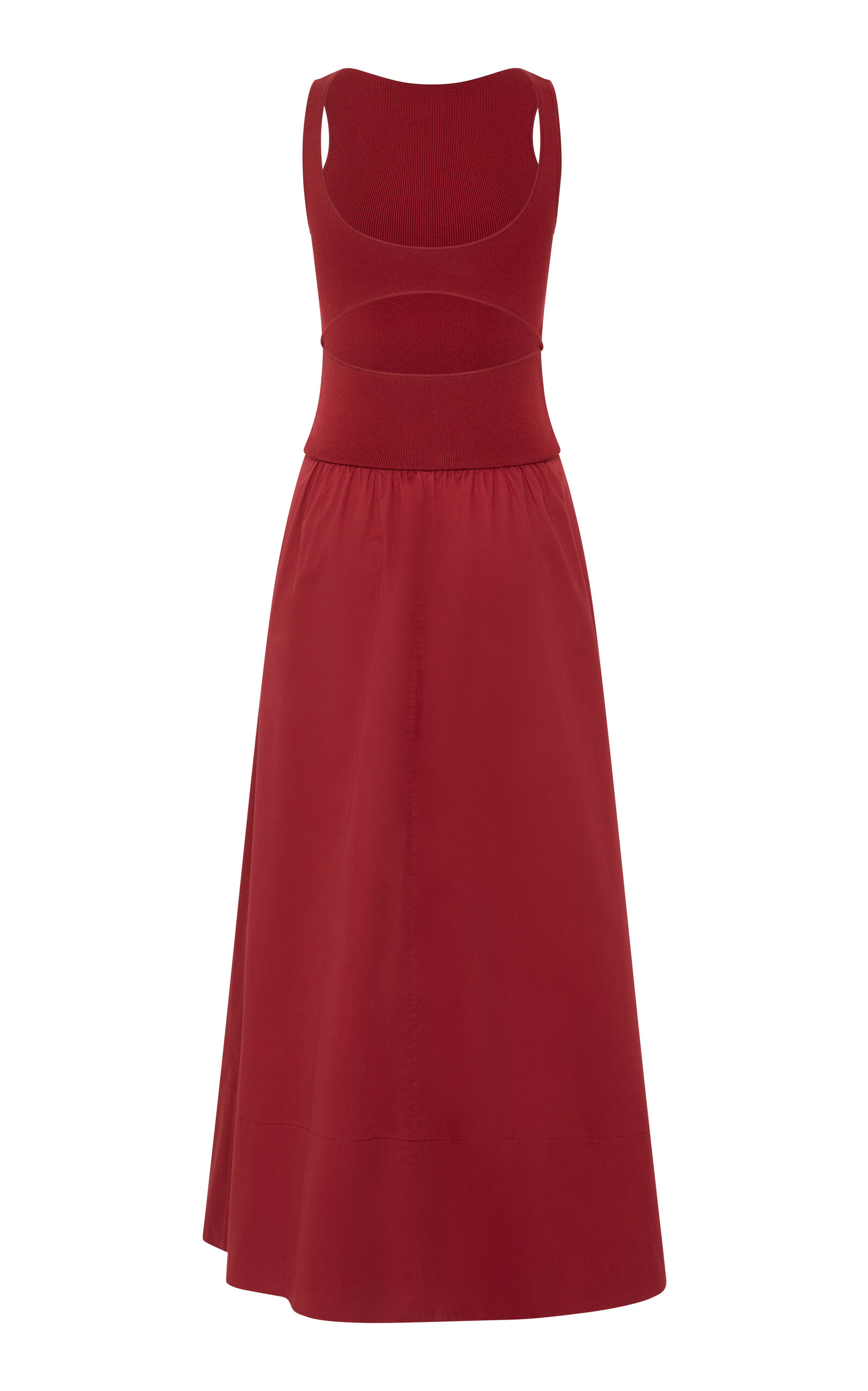 Shop St Agni Knit-cotton Combo Maxi Dress In Red