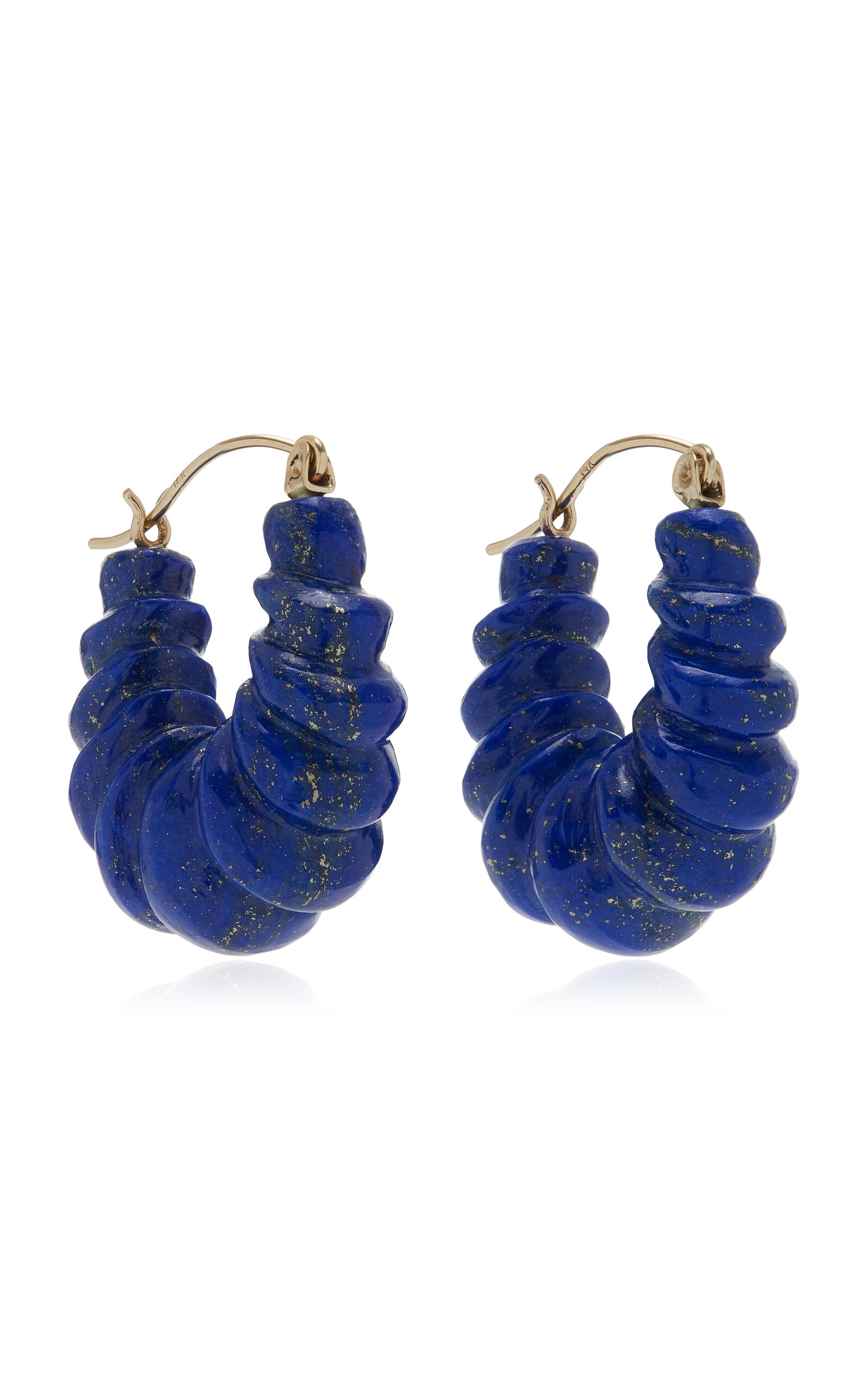 18K Yellow Gold Lapis Earrings