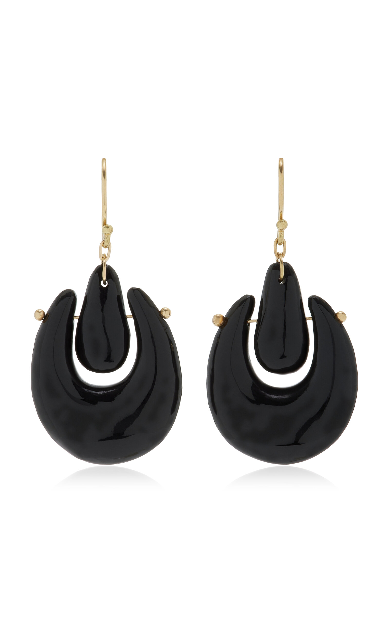 Small O'Keefe 18K Yellow Gold Onyx Earrings