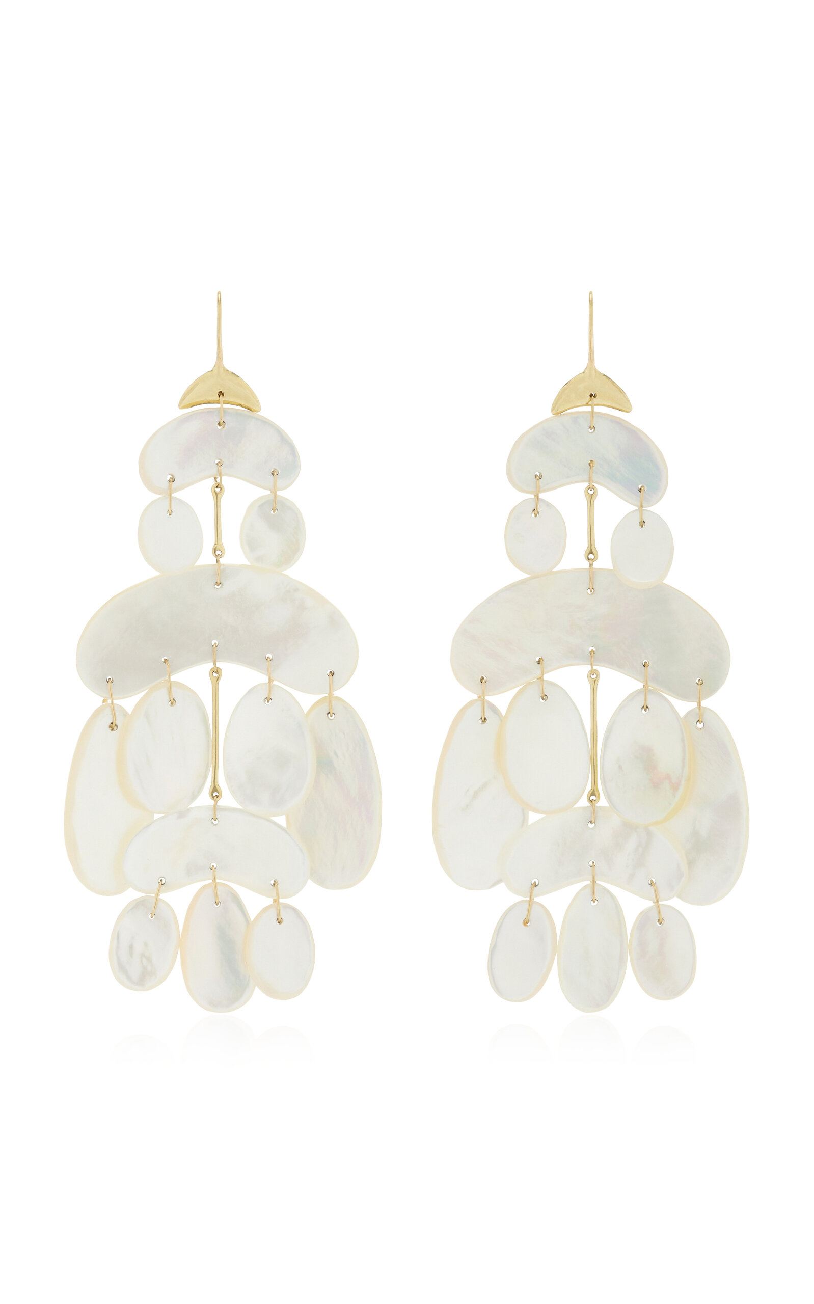 18K Yellow Gold Mother of Pearl Chandelier Earrings