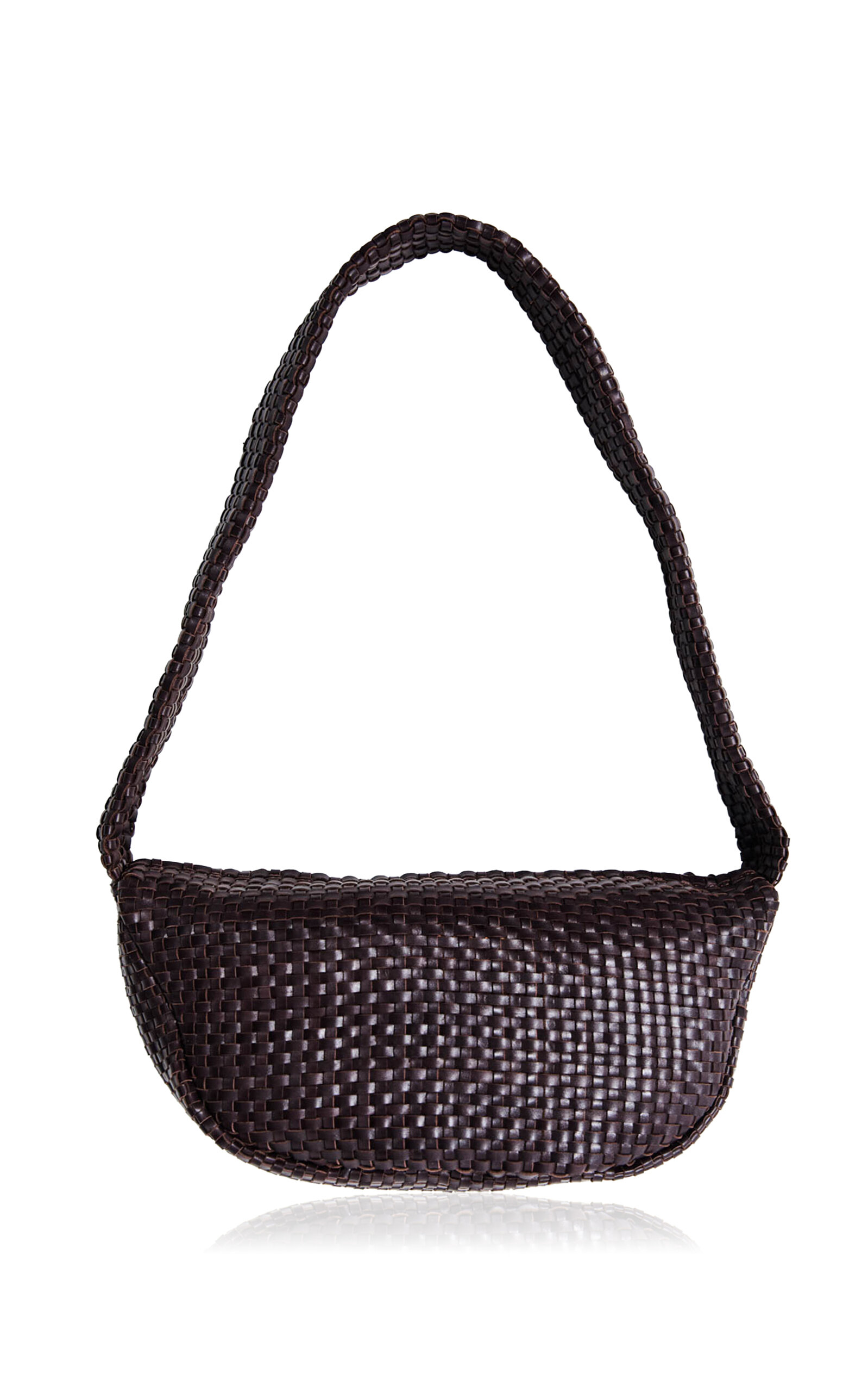 Lattice Weave Leather Crescent Bag