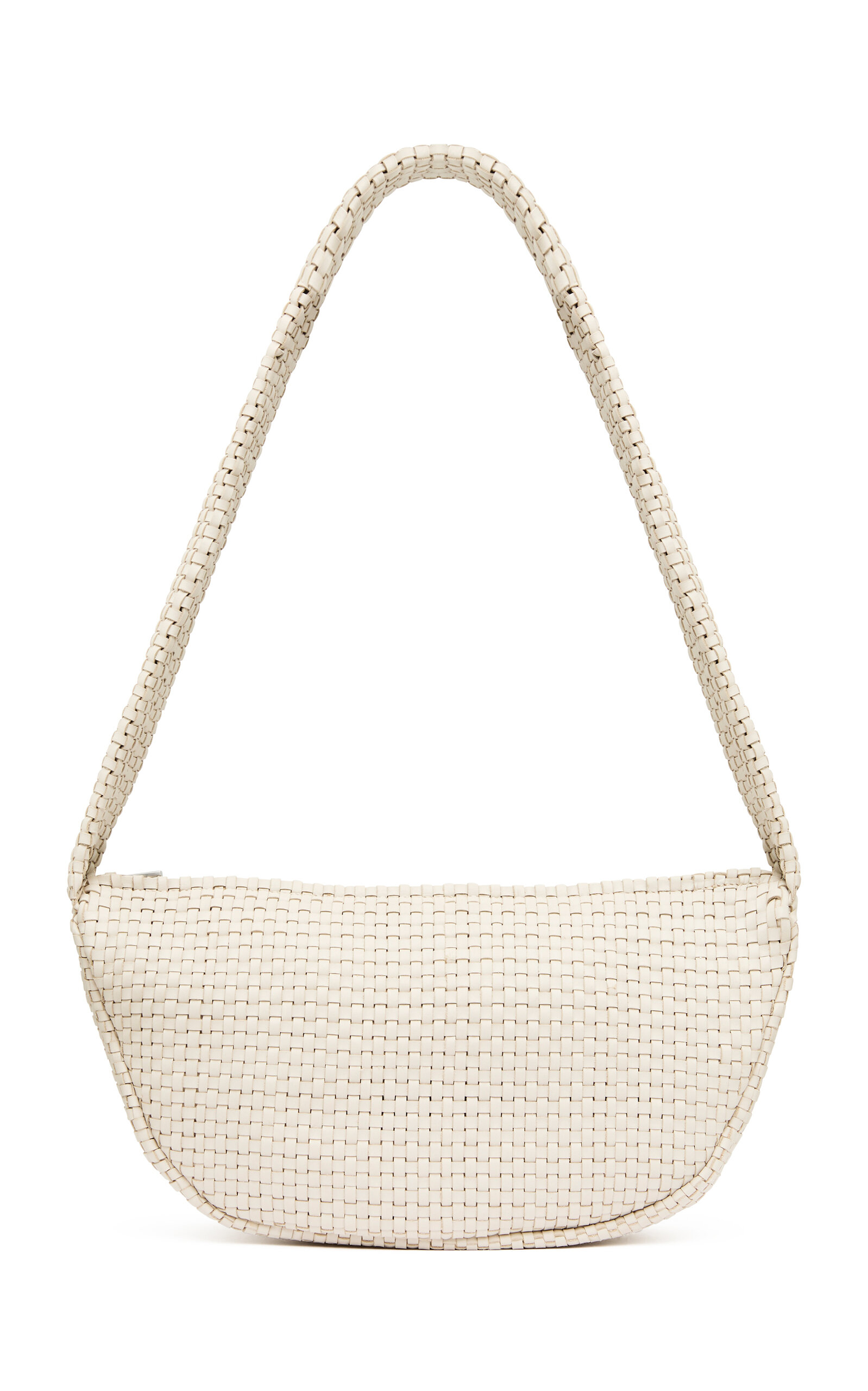 Lattice Weave Leather Crescent Bag