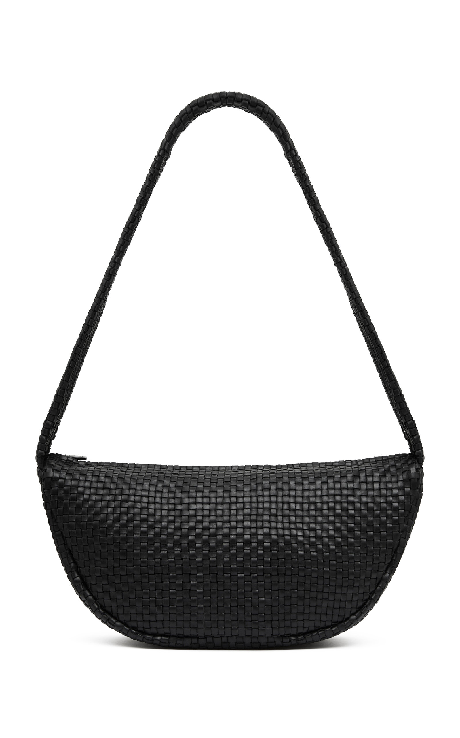 Lattice Weave Leather Crescent Bag