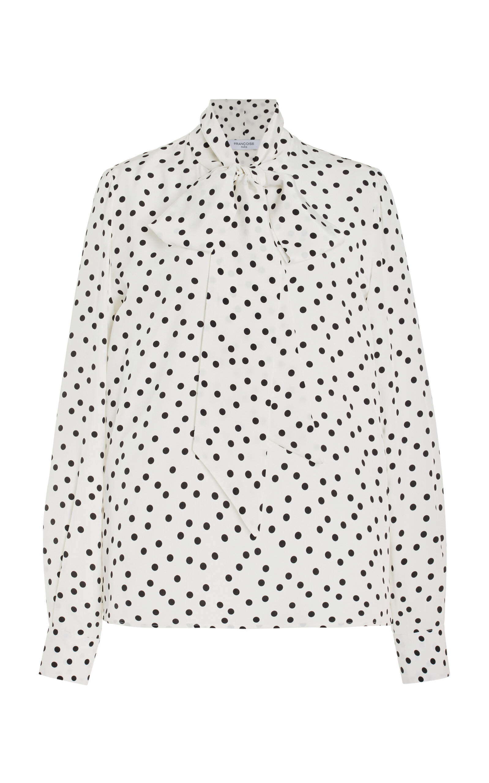 Exclusive Lucie Tie-Neck Polka-Dot Silk Shirt