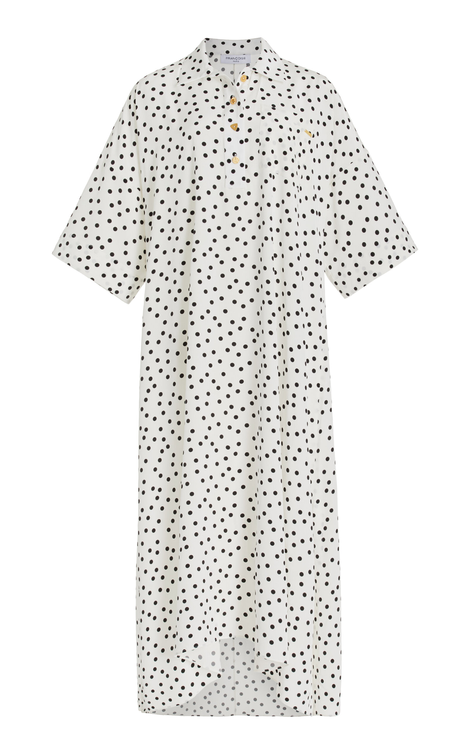 Exclusive Constance Polka-Dot Silk Shirt Dress