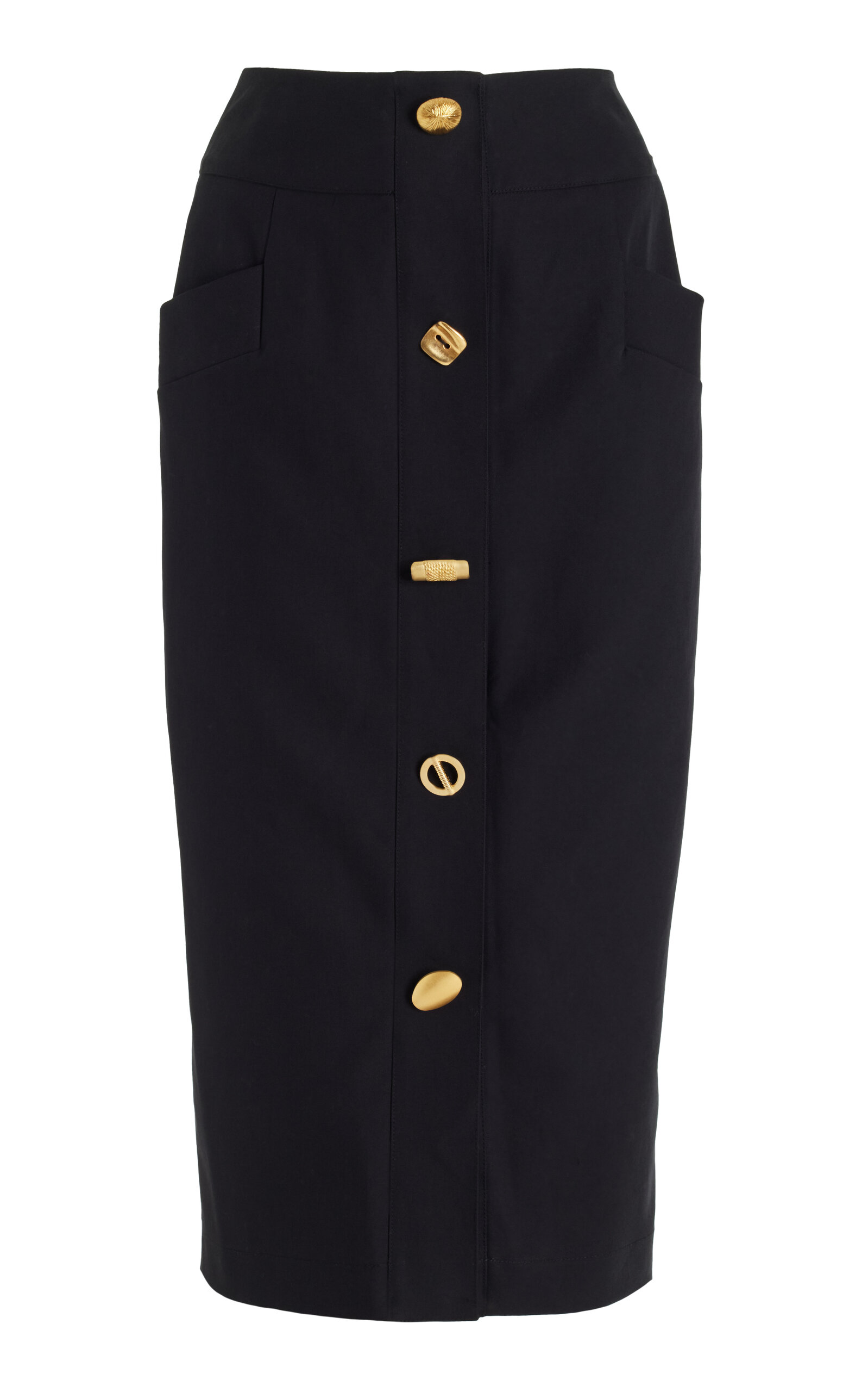 Exclusive Bijou Buttoned Cotton Pencil Skirt