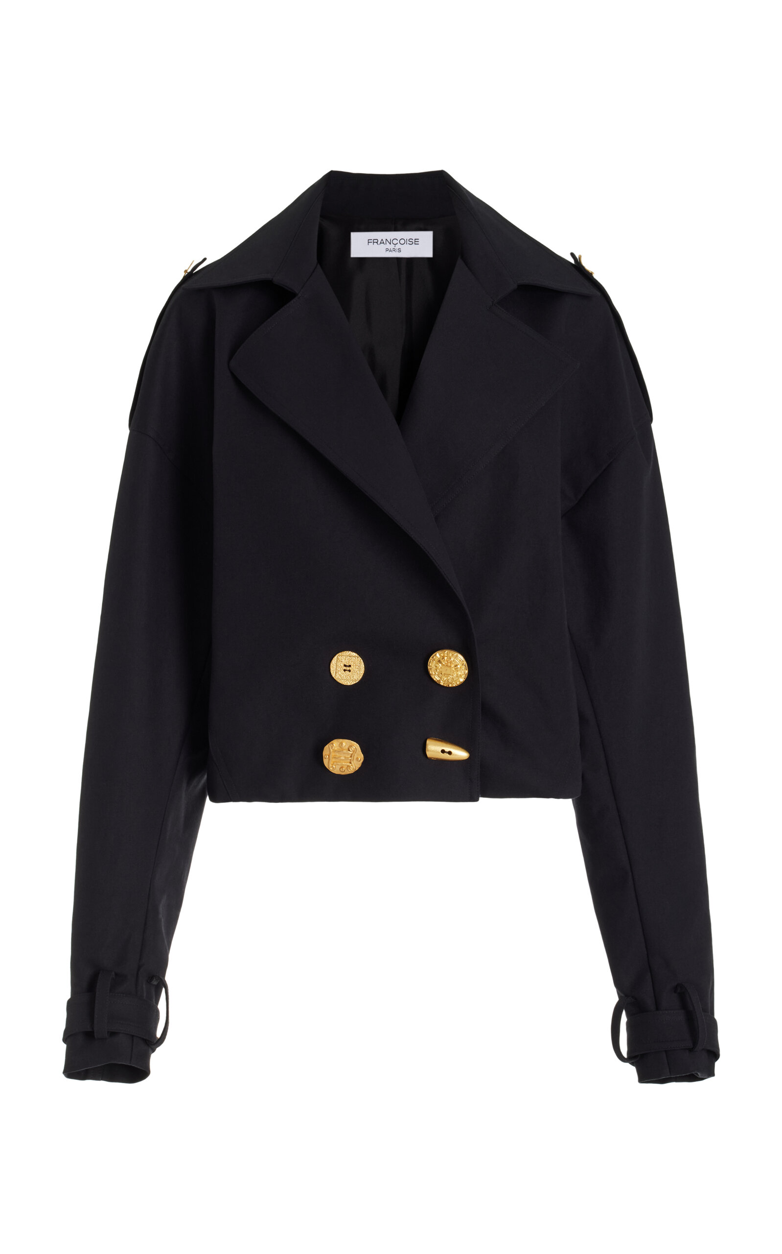 Exclusive Bijou Buttoned Cotton Cropped Trench Coat