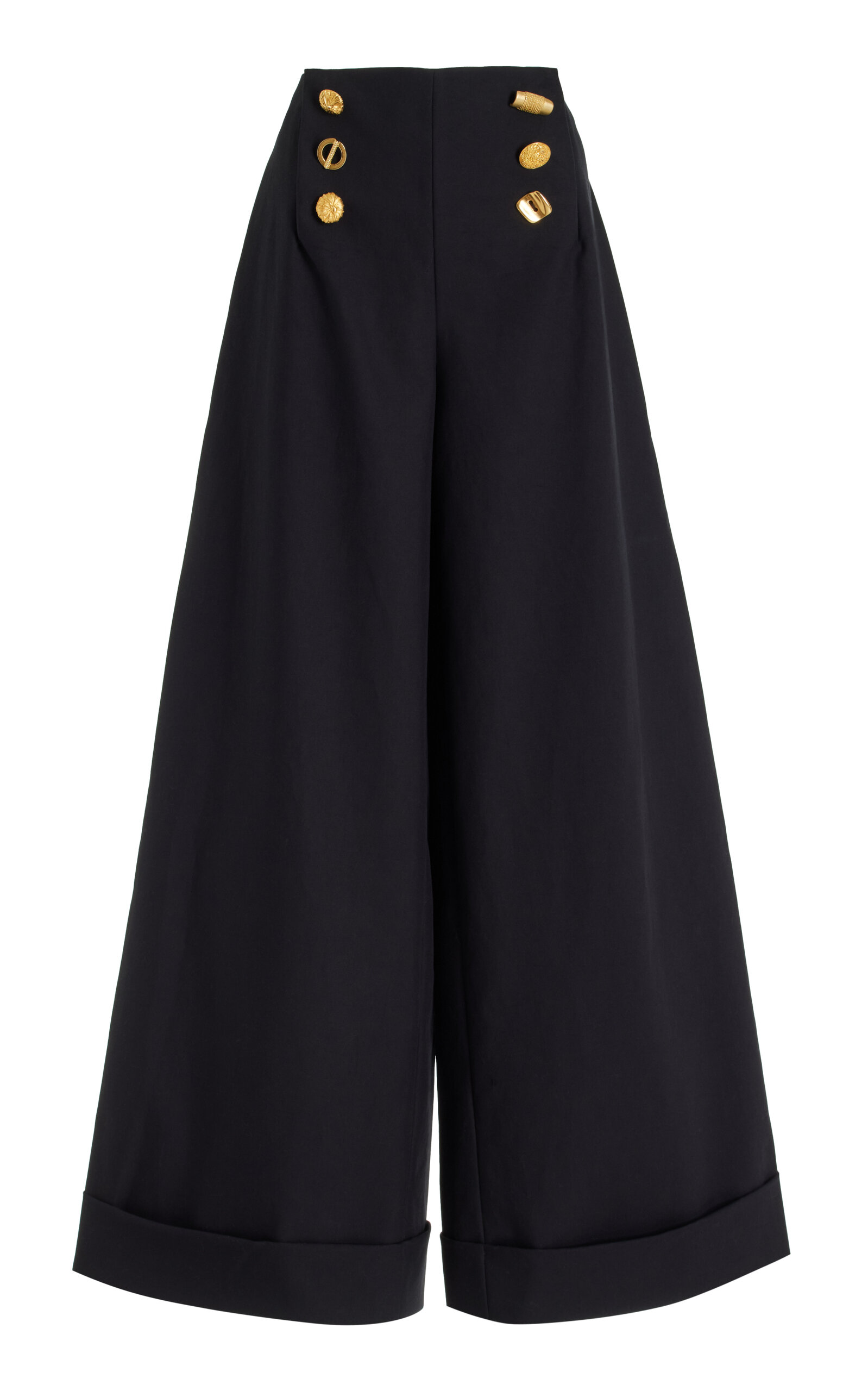 Exclusive Bijou Cotton High-Waist Wide-Leg Pants