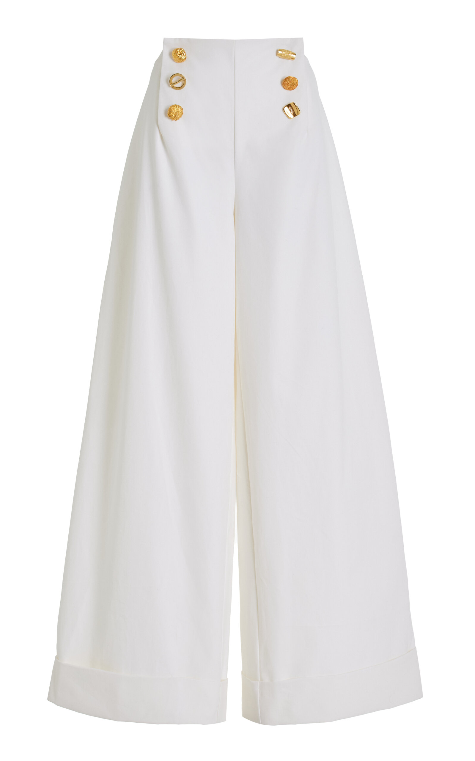 Exclusive Bijou Cotton High-Waist Wide-Leg Pants