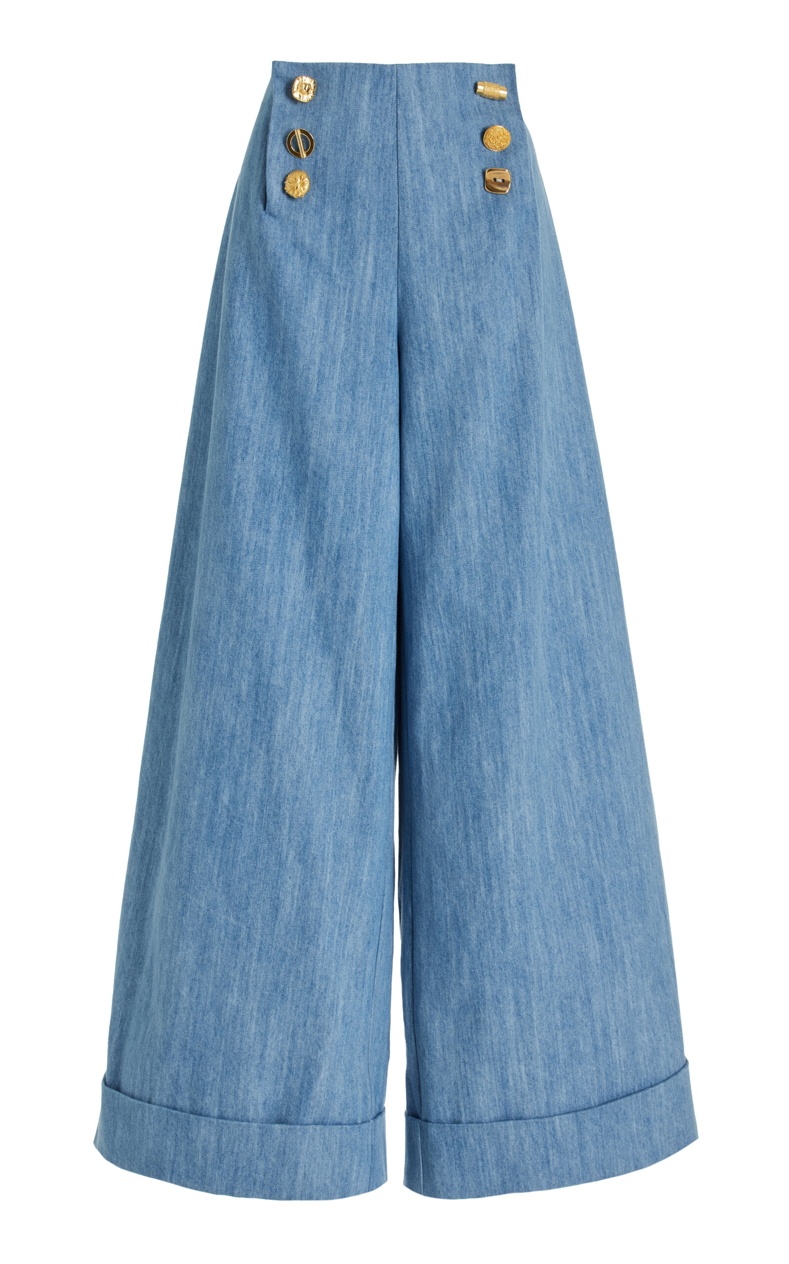 Exclusive Bijou Denim High-Waist Wide-Leg Pants