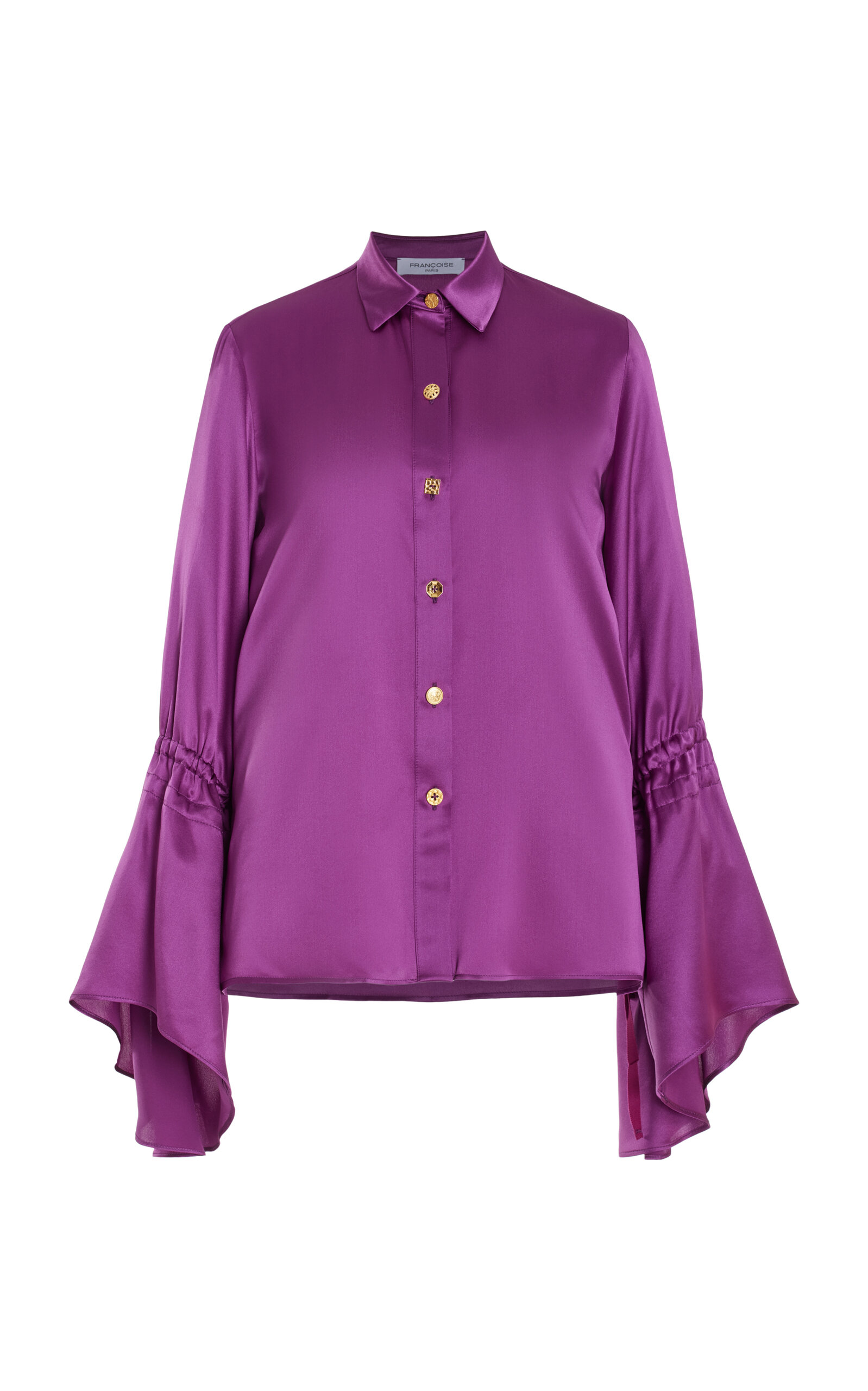 Exclusive Asia Flared-Sleeve Silk Top