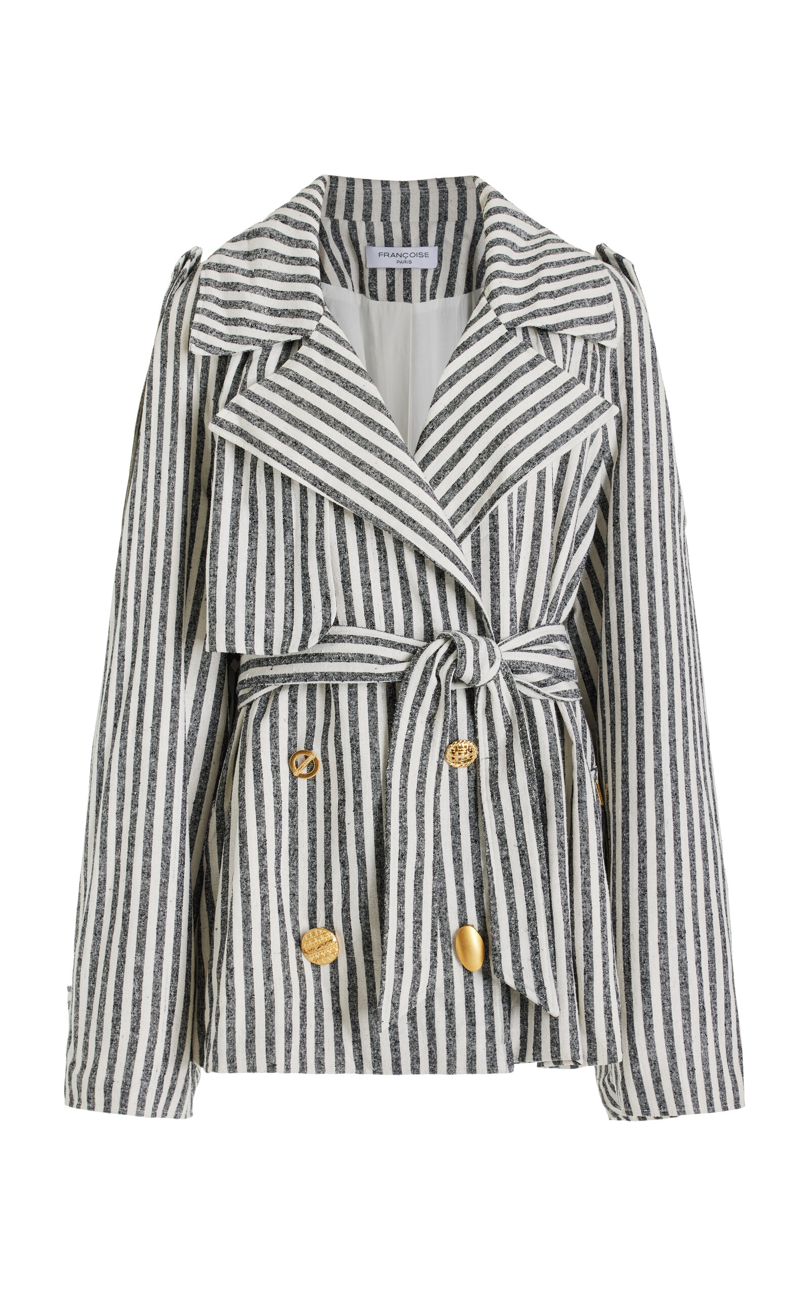 Exclusive Gabi Stripped Silk Trench Coat