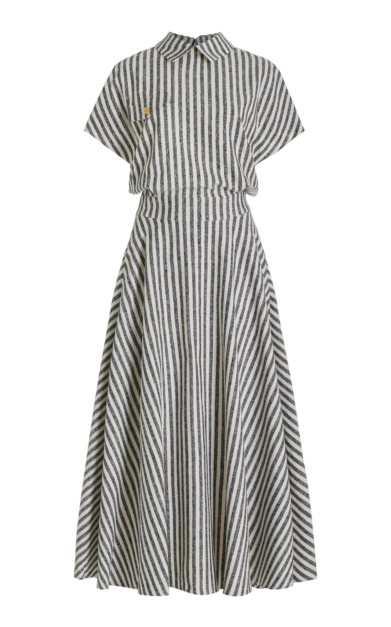 Exclusive Maia Striped Silk Midi Shirt Dress