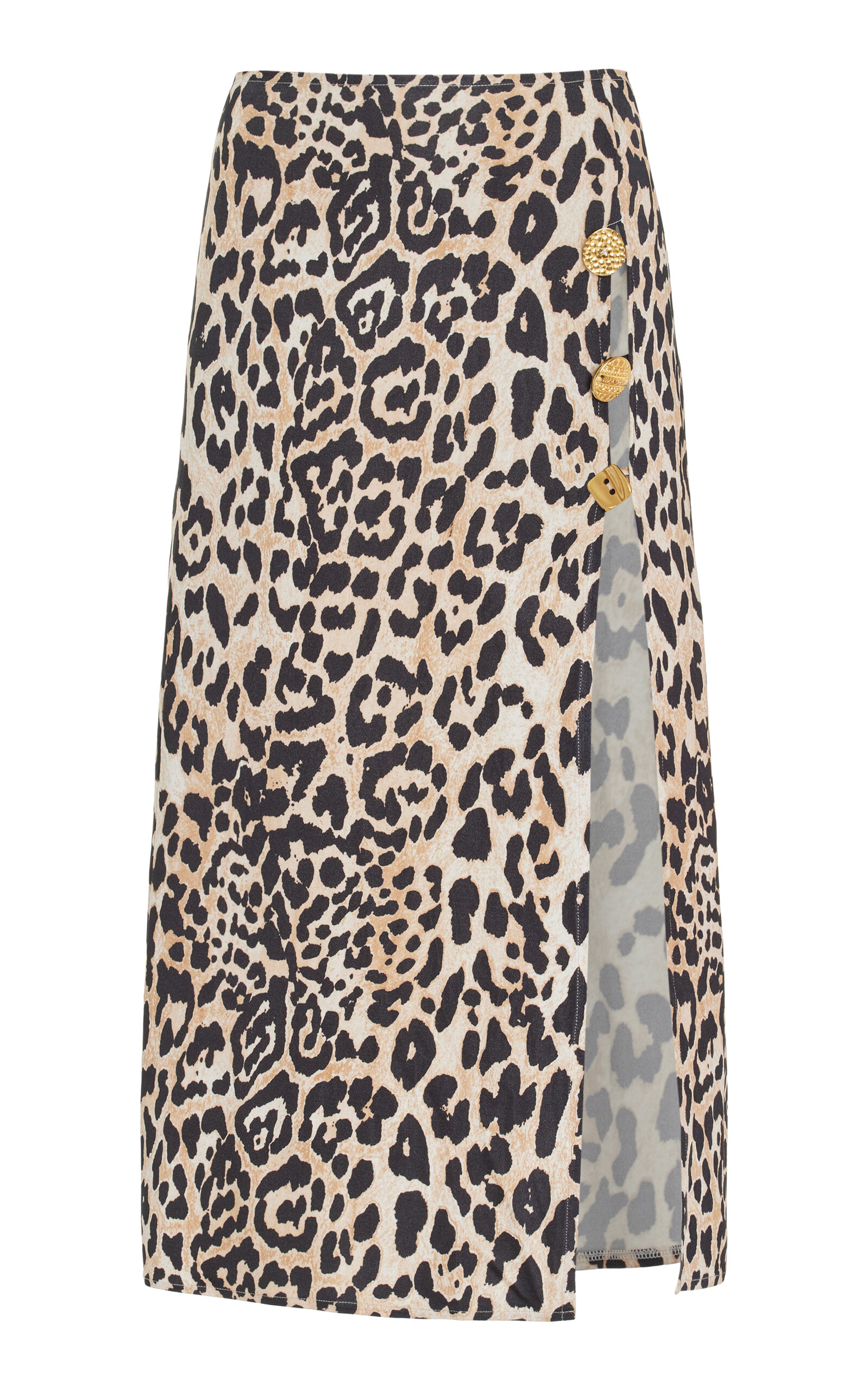 Exclusive Emanuelle Buttoned Leopard-Print Midi Skirt