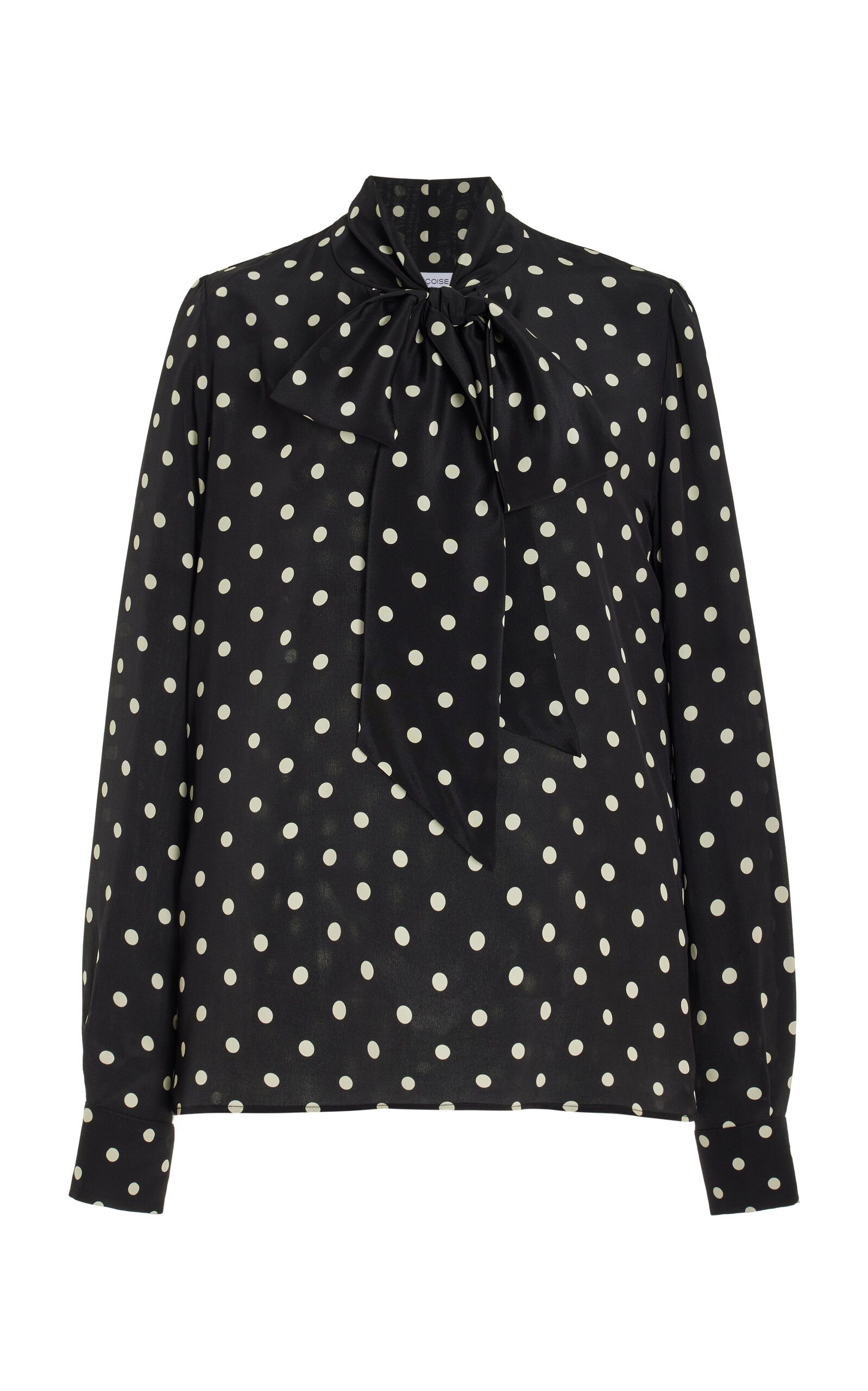 Exclusive Lucie Tie-Neck Polka-Dot Silk Top