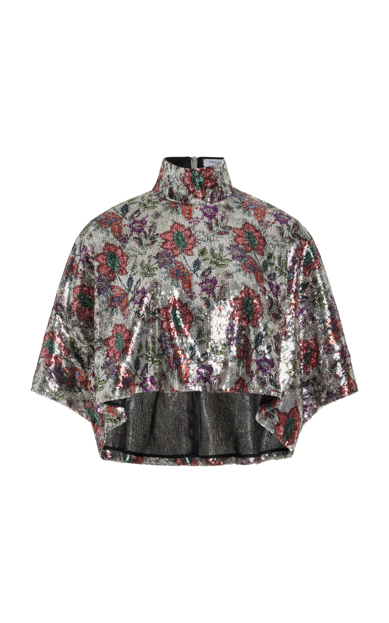 Exclusive Lila Floral-Sequined Cropped Top