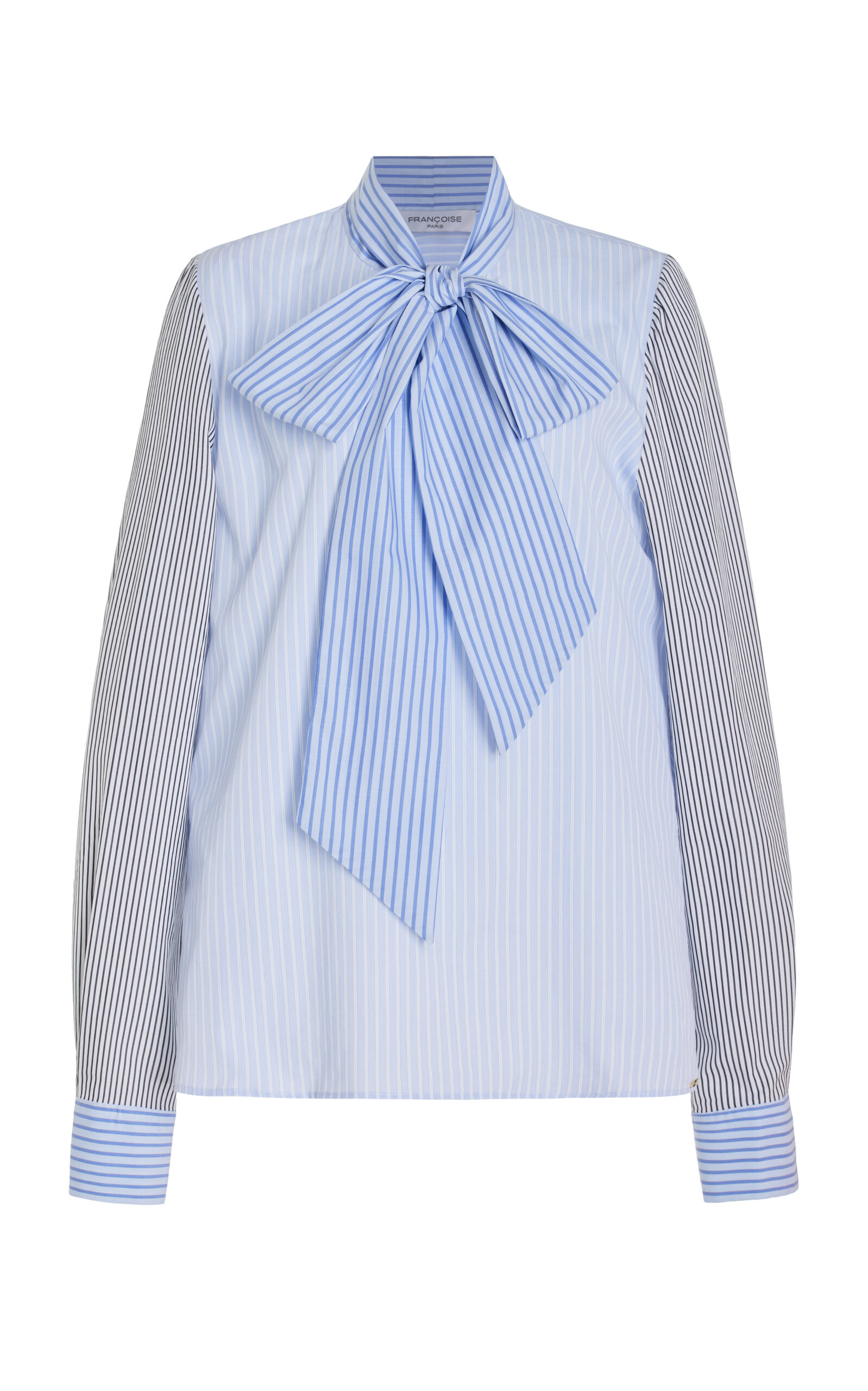 Exclusive Lucie Tie-Neck Striped Cotton Shirt