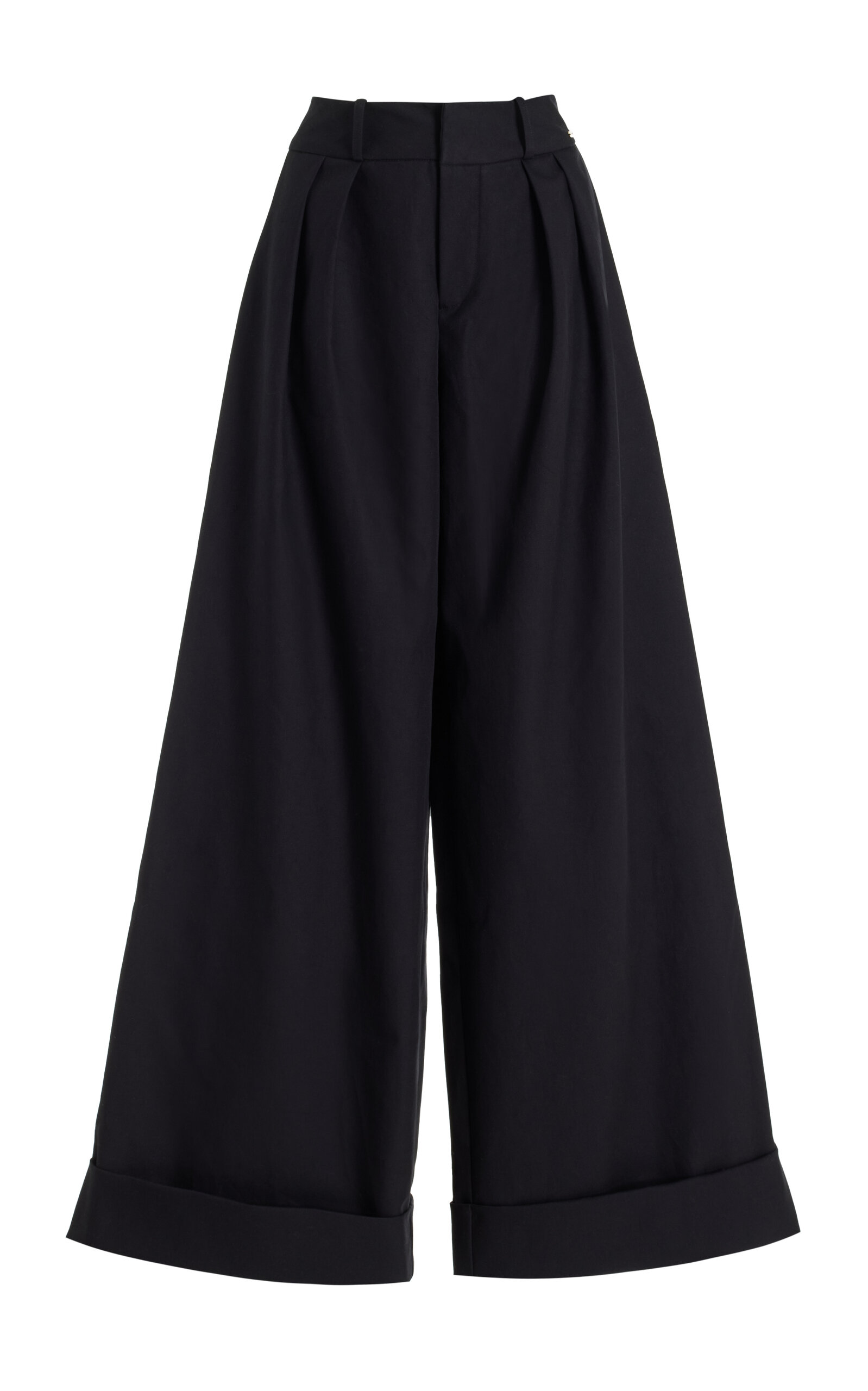 Exclusive Mila Pleated Cotton Wide-Leg Pants