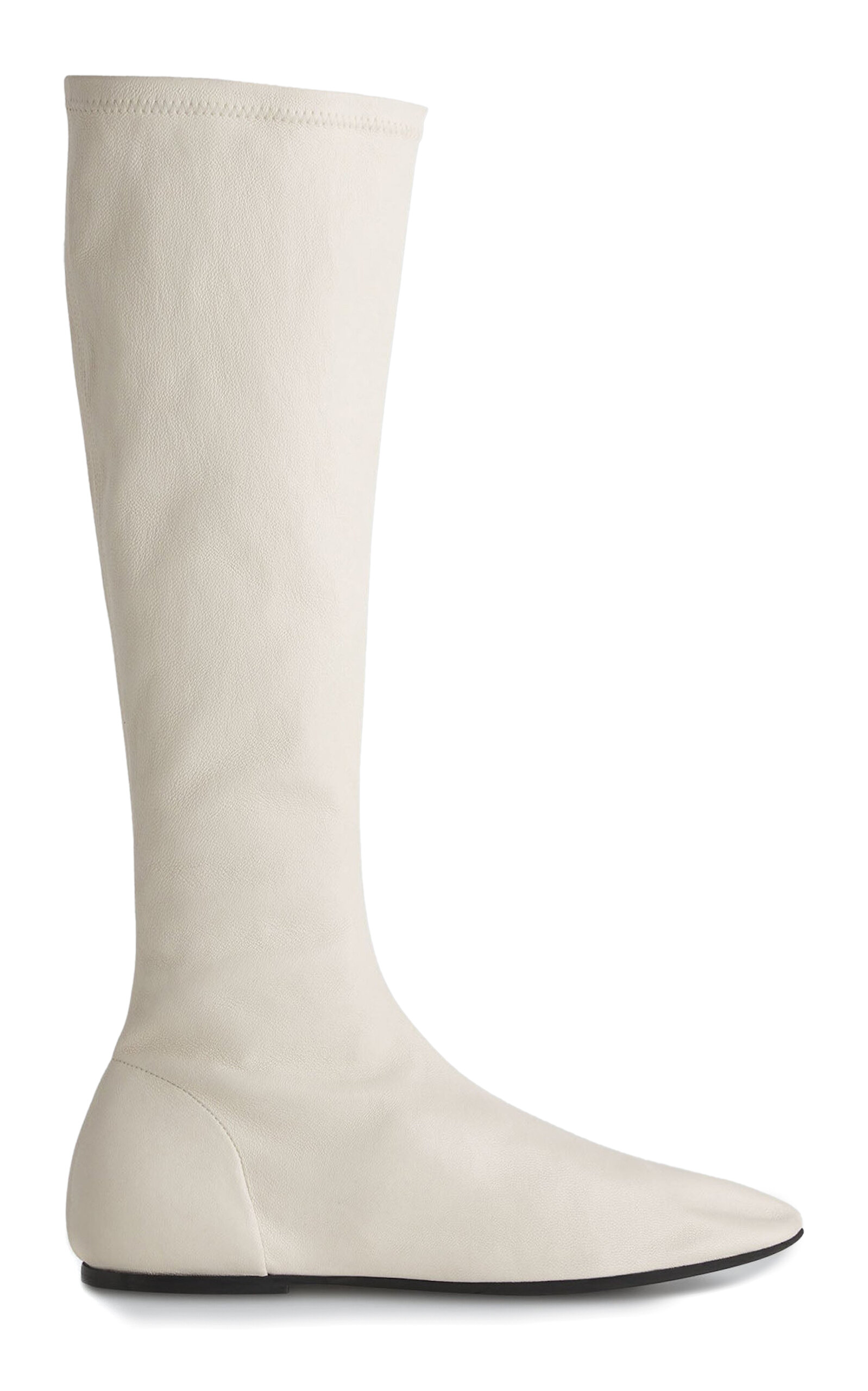 Co Leather Knee Boots In Ivory