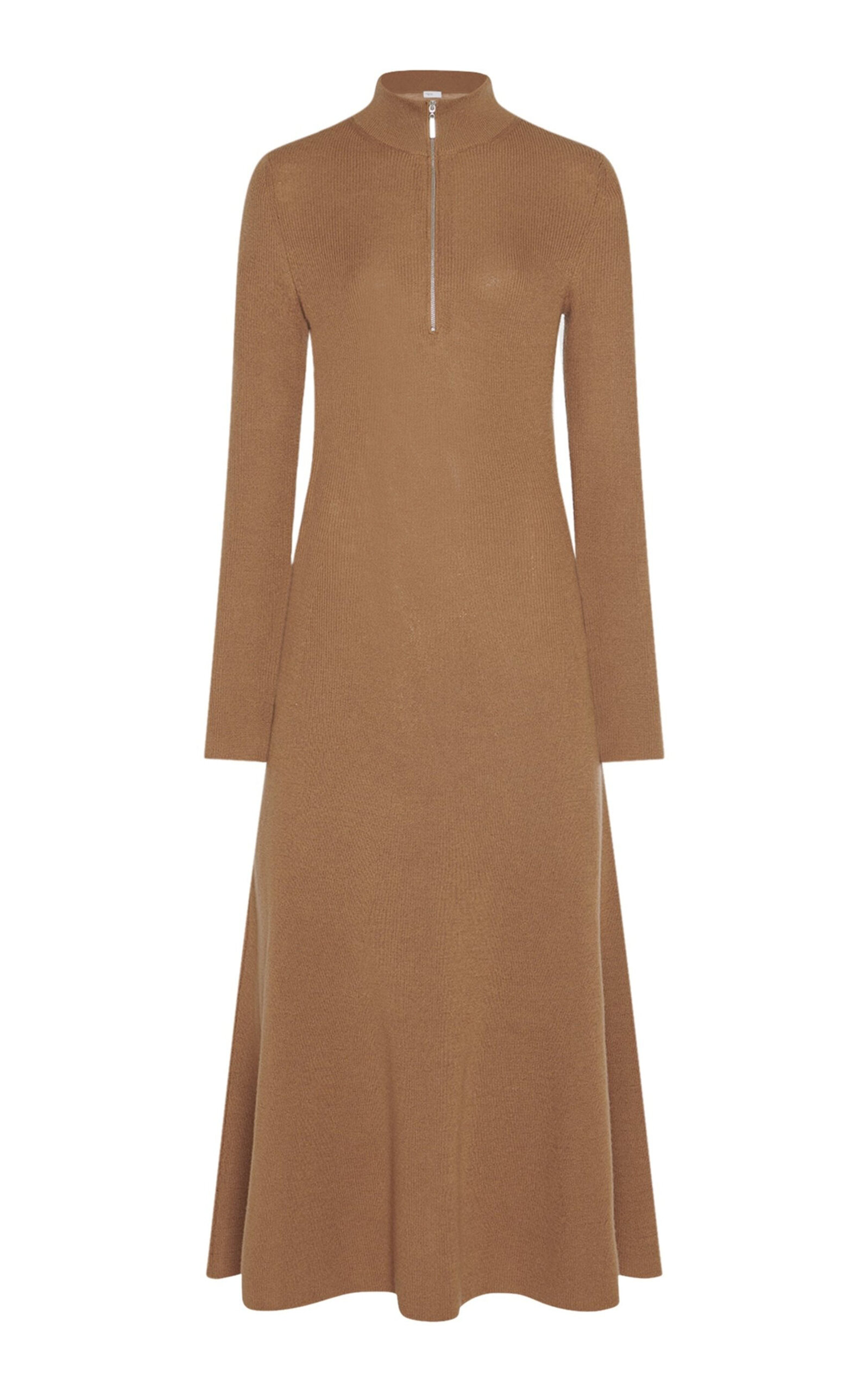 Shop Rosetta Getty Zipped Merino Wool Midi Dress In Brown