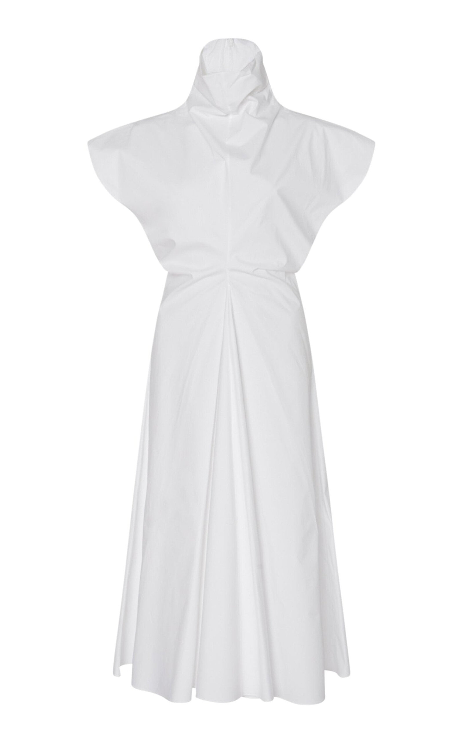 Torqued Cotton Poplin Midi Dress