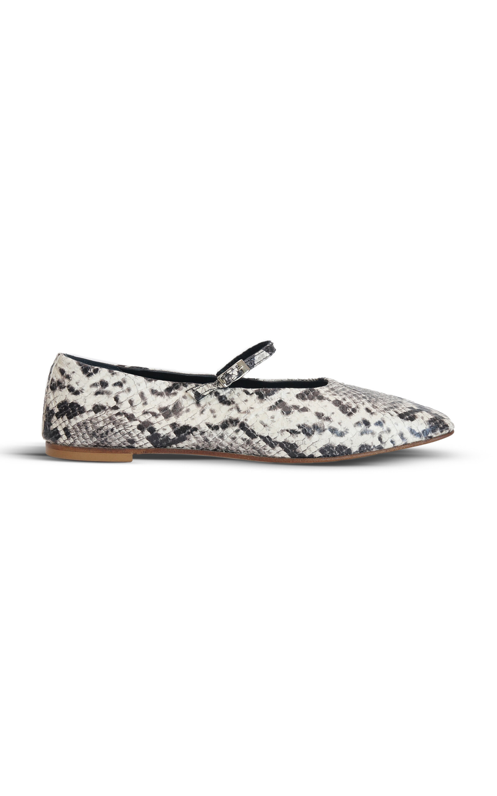 Mary Python-Effect Leather Flats