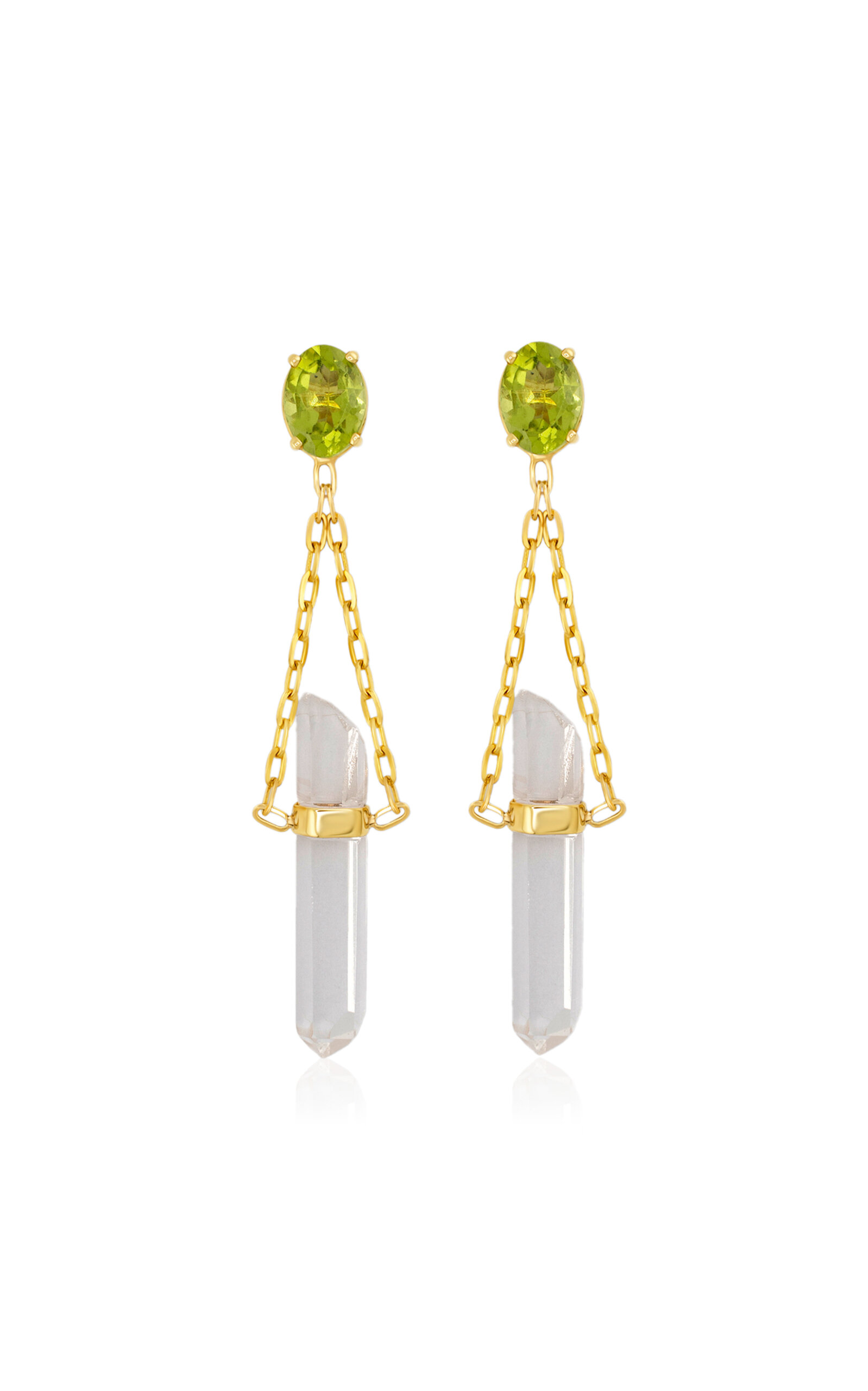 14K Yellow Gold Peridot Crystal Earrings