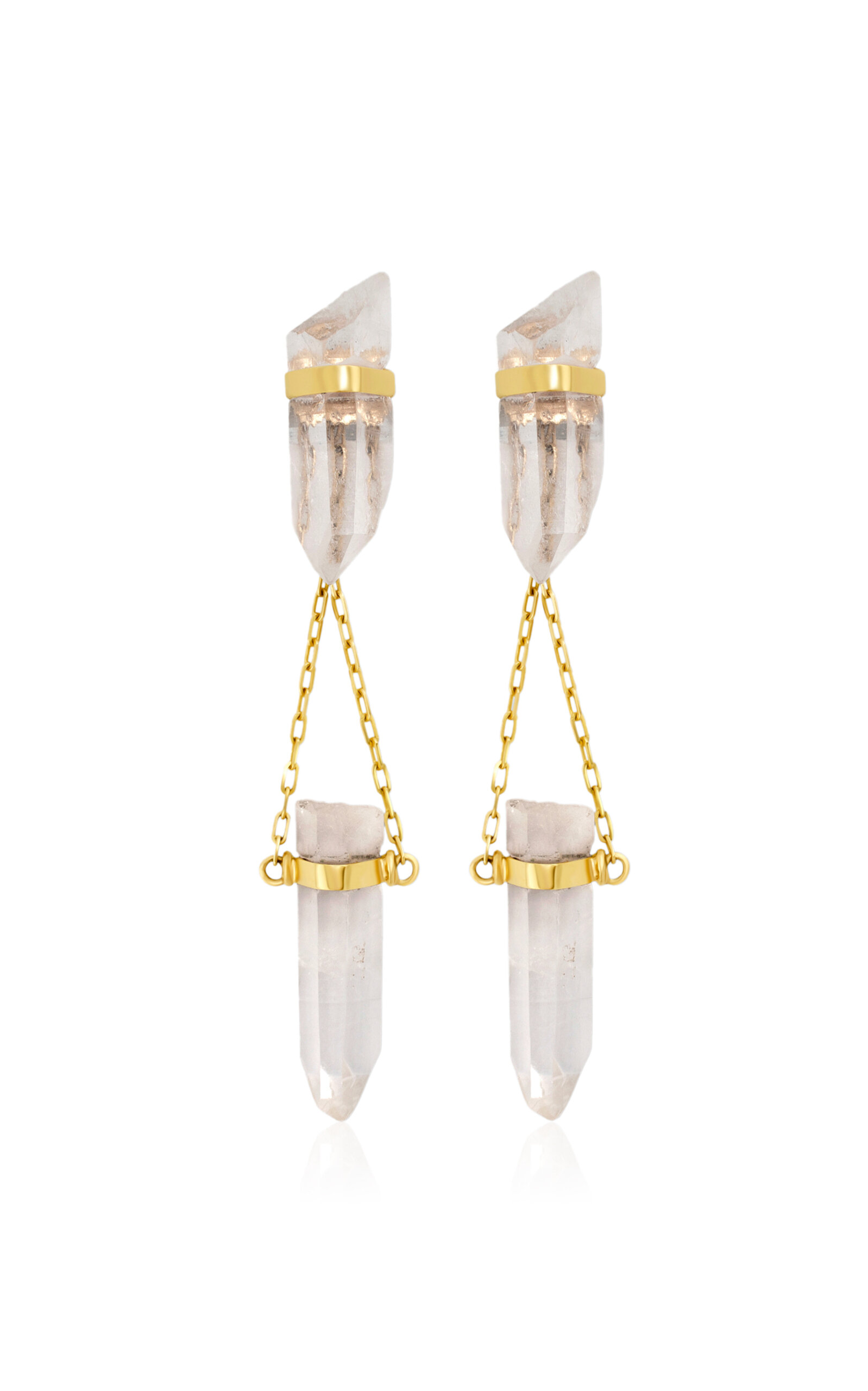 14K Yellow Gold Crystal Quartz Earrings