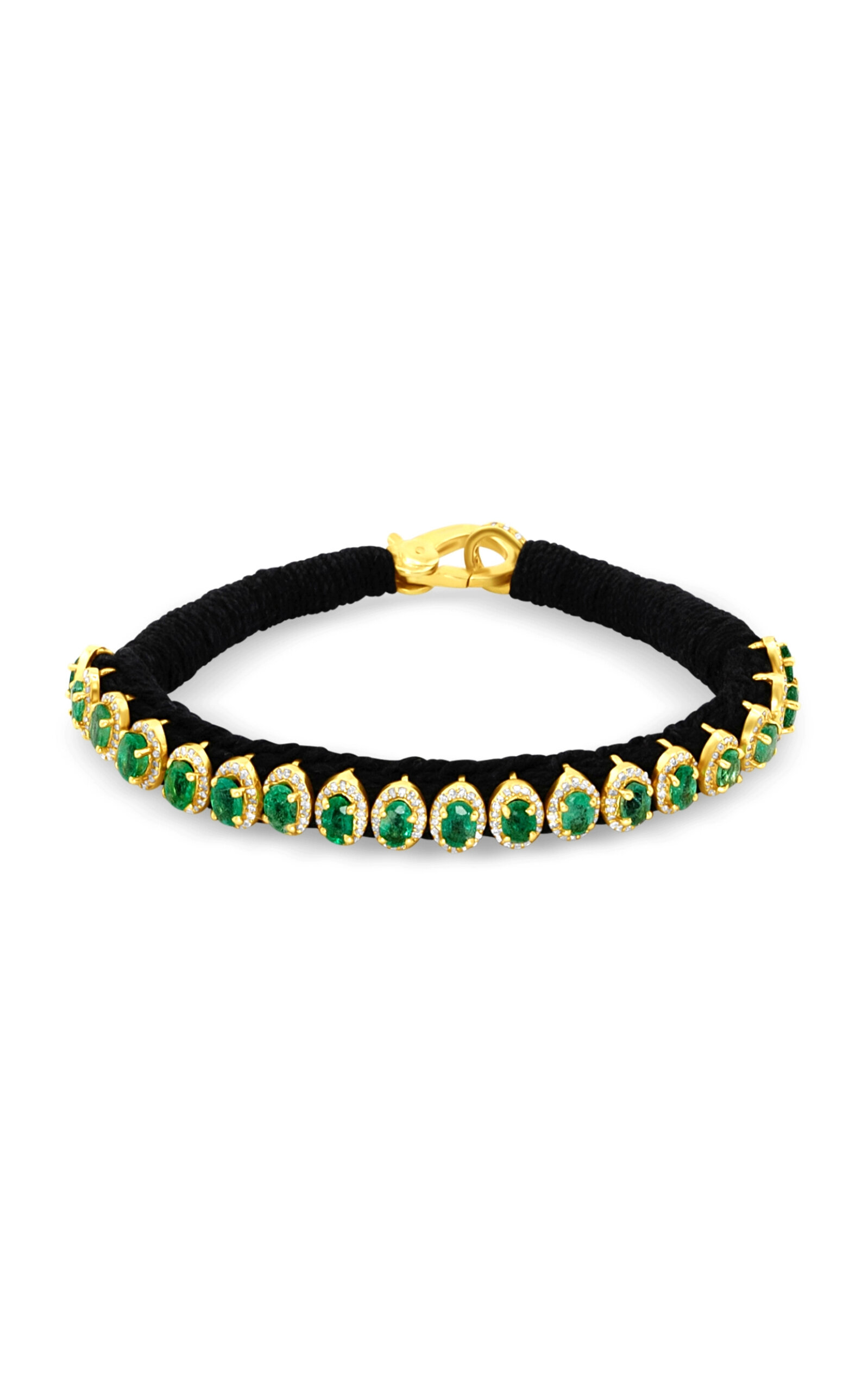 Silver Diamond; Emerald Bracelet