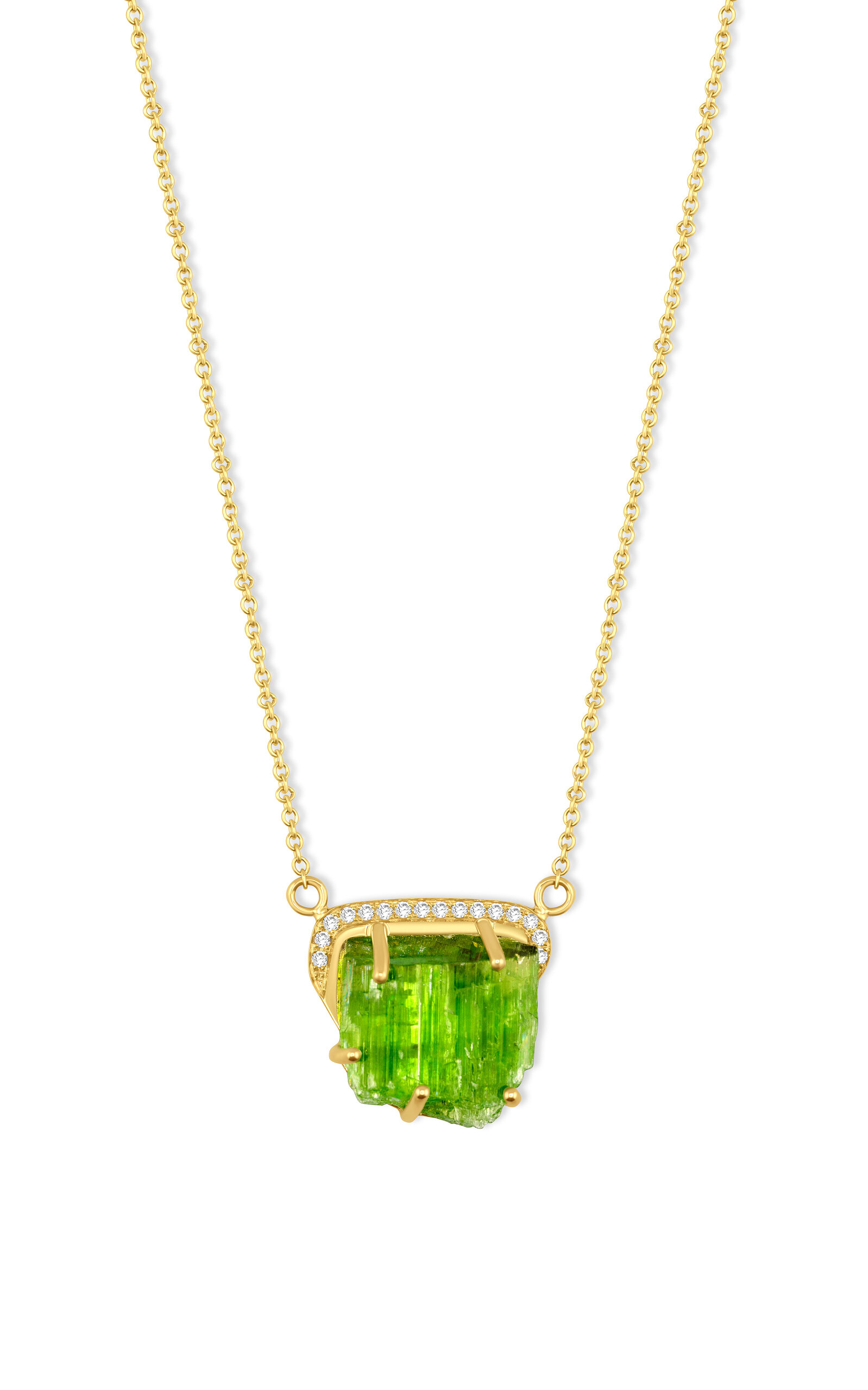 Gold Tremolite Diamond Necklace