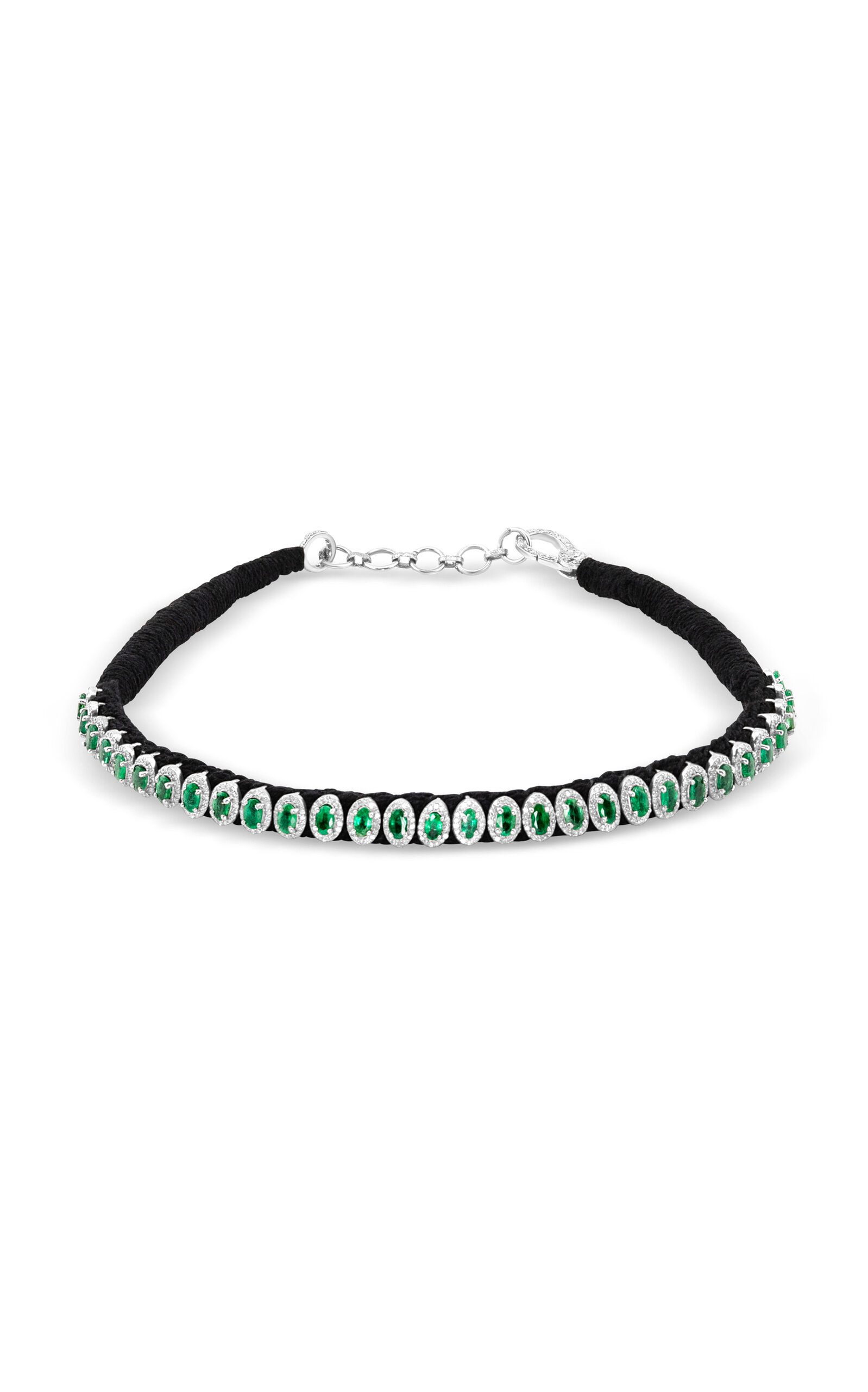 Silver Diamond; Emerald Necklace