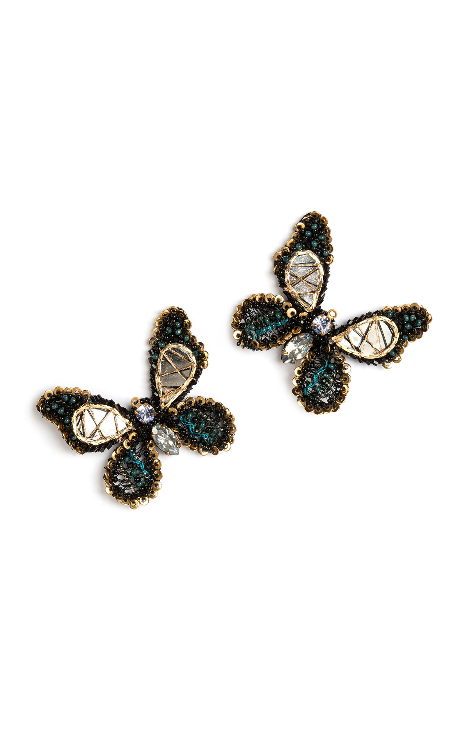 Deepa Gurnani Renesme Beaded Earrings In Dark Green