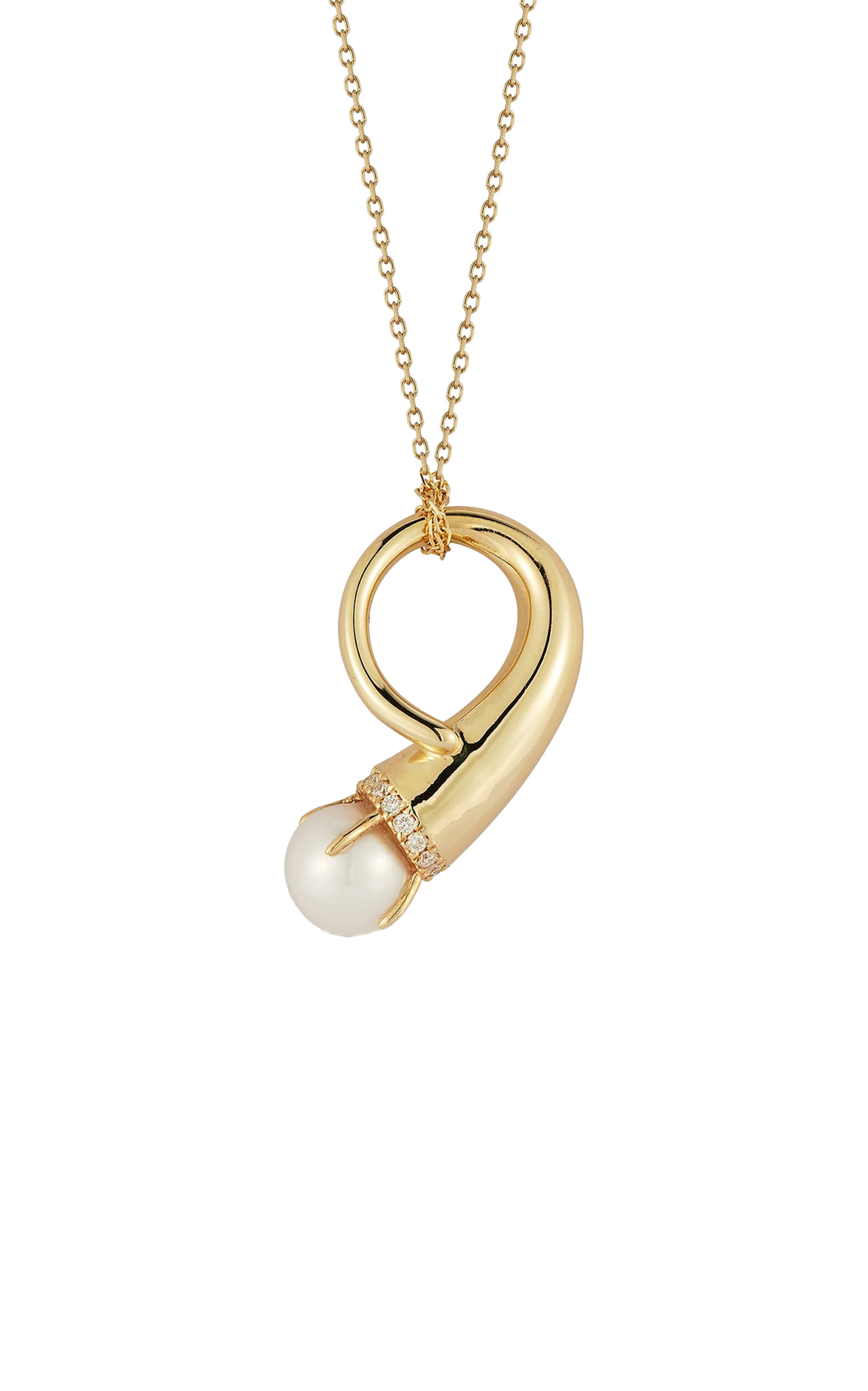 Mateo 14k Yellow Gold Pearl; Diamond Cornucopia Necklace