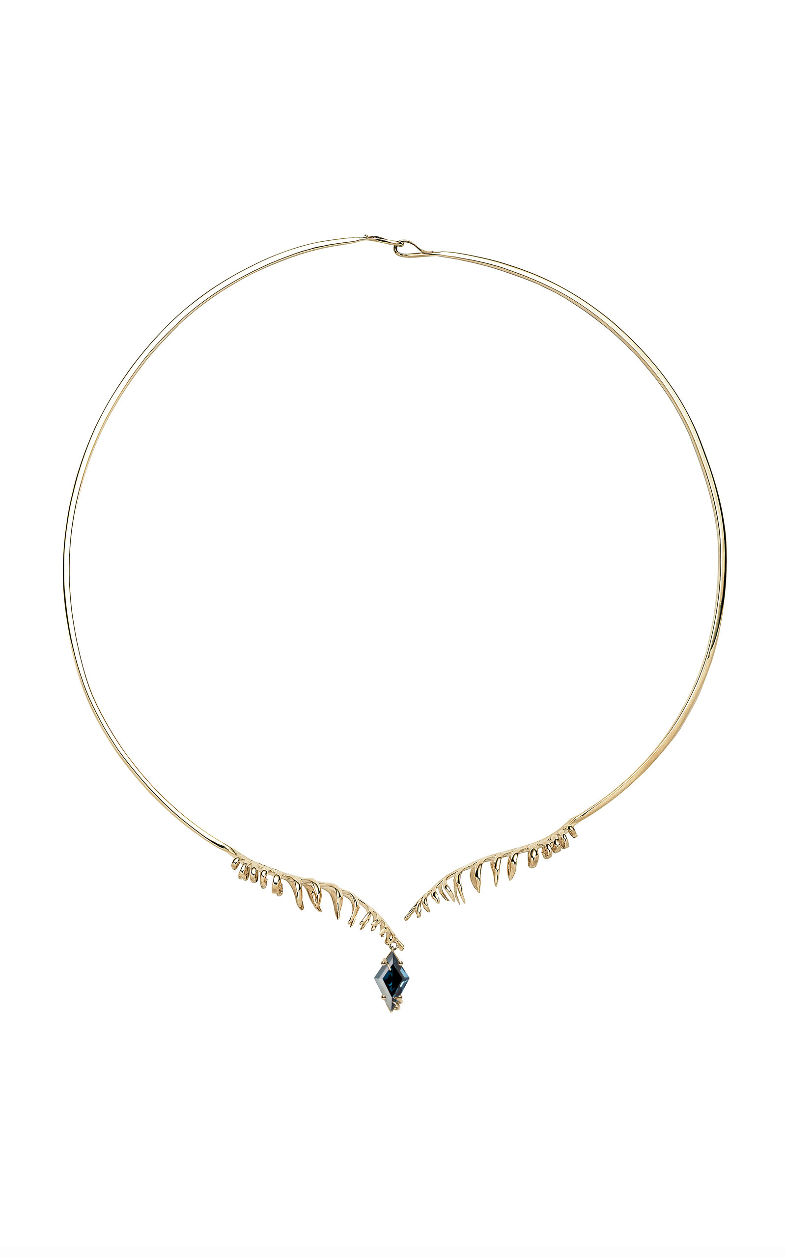 Shop Eddie Borgo 18k Yellow Gold Blue Frond Collar