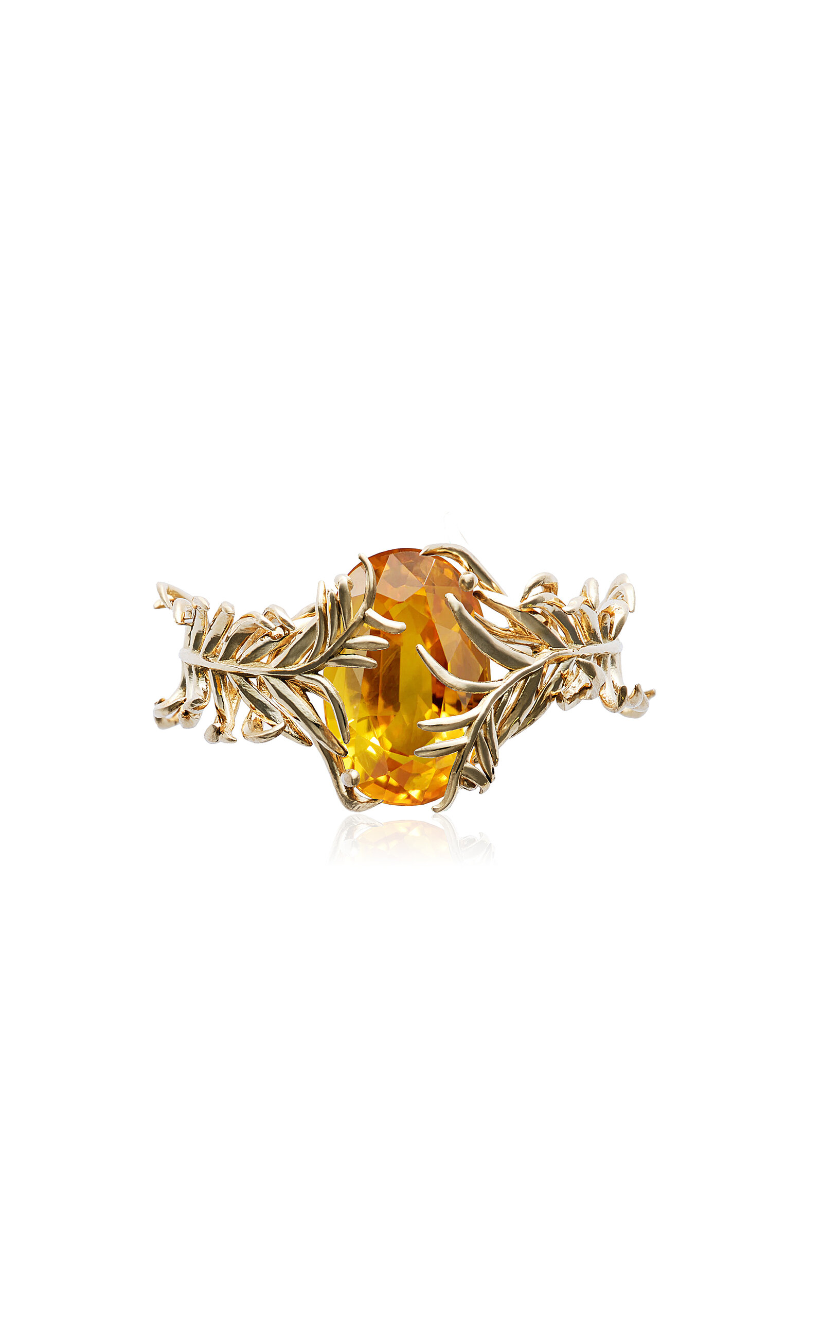 Shop Eddie Borgo 18k Yellow Gold Orange Full Frond Ring