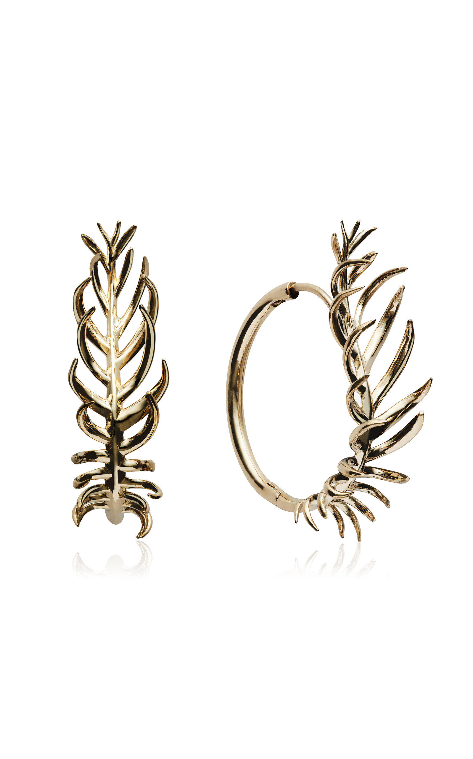 Shop Eddie Borgo 18k Yellow Gold 0.8" Frond Hoop Earrings