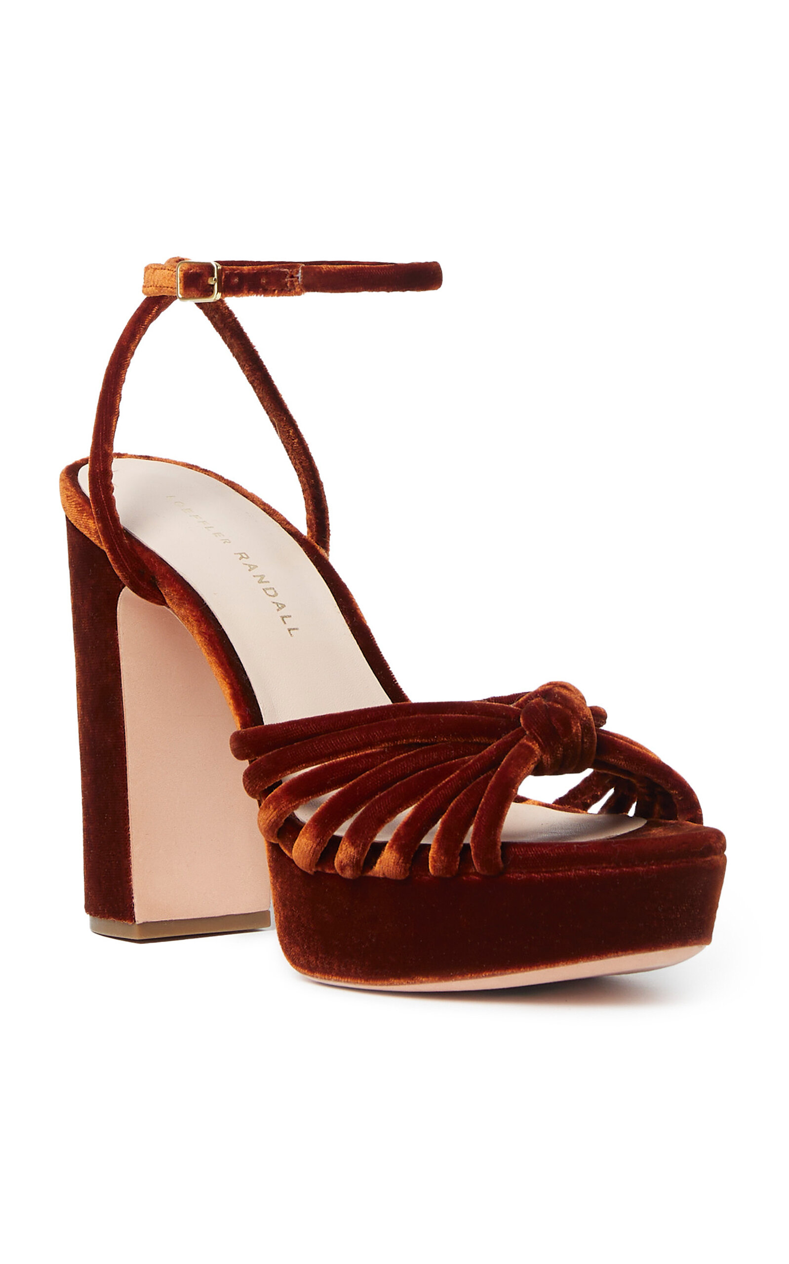 LOEFFLER RANDALL RIVKA KNOTTED VELVET PLATFORM SANDALS 