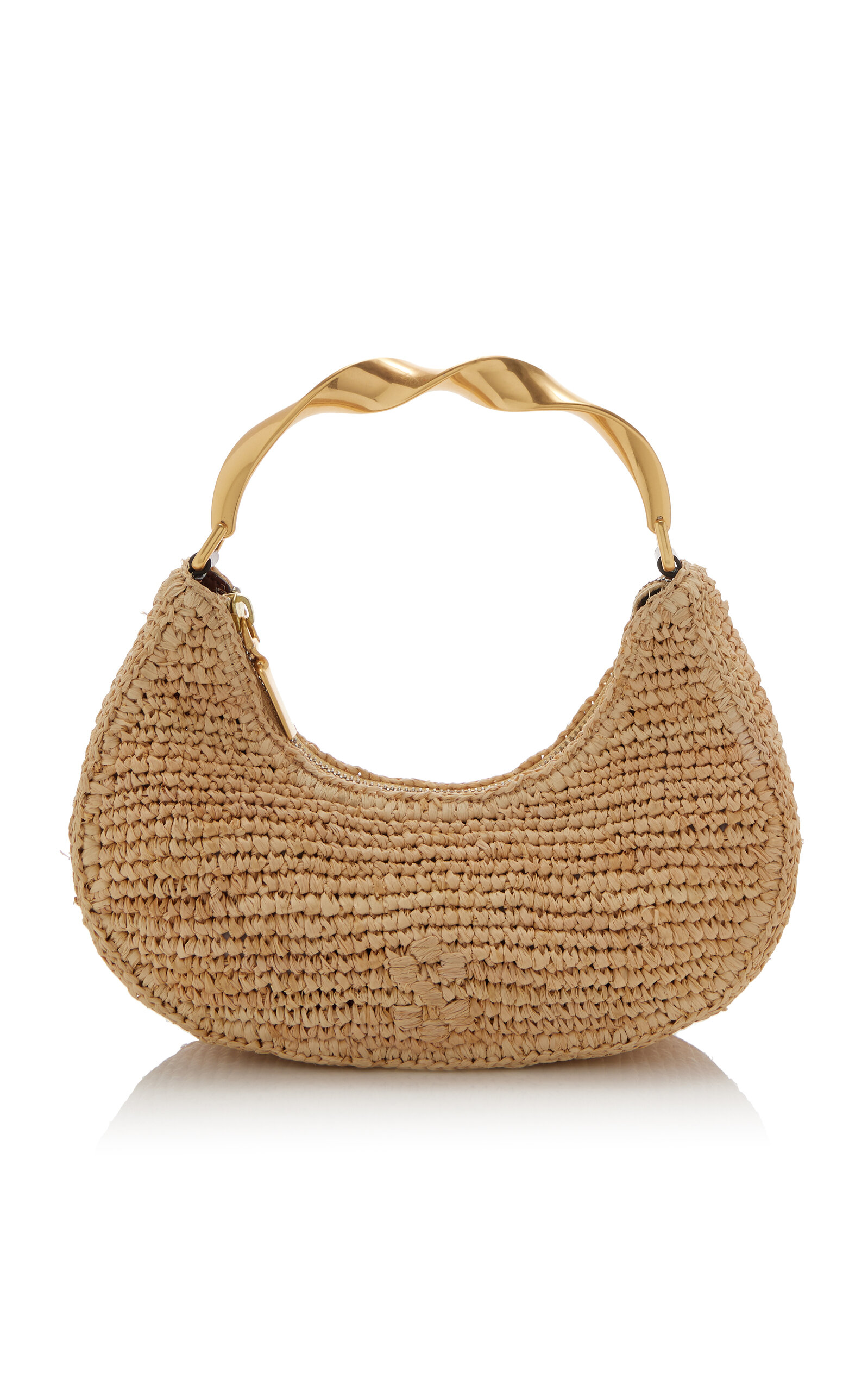 Nixi Twist Handle Raffia Shoulder Bag