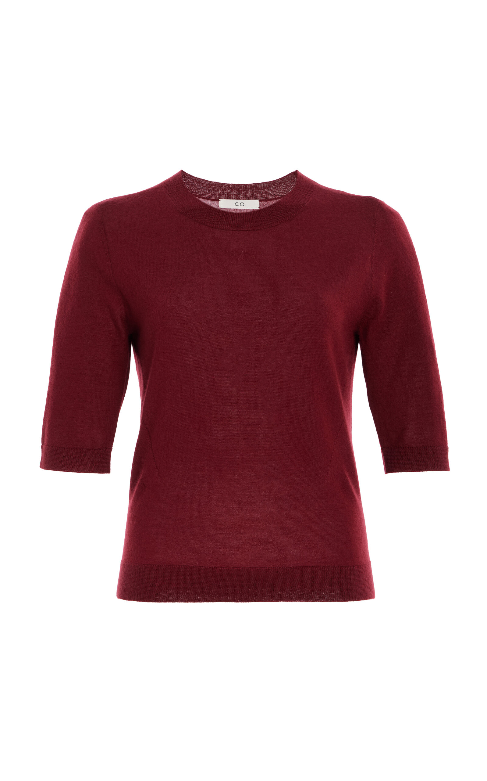 Shop Co Knit-cashmere Top In Burgundy