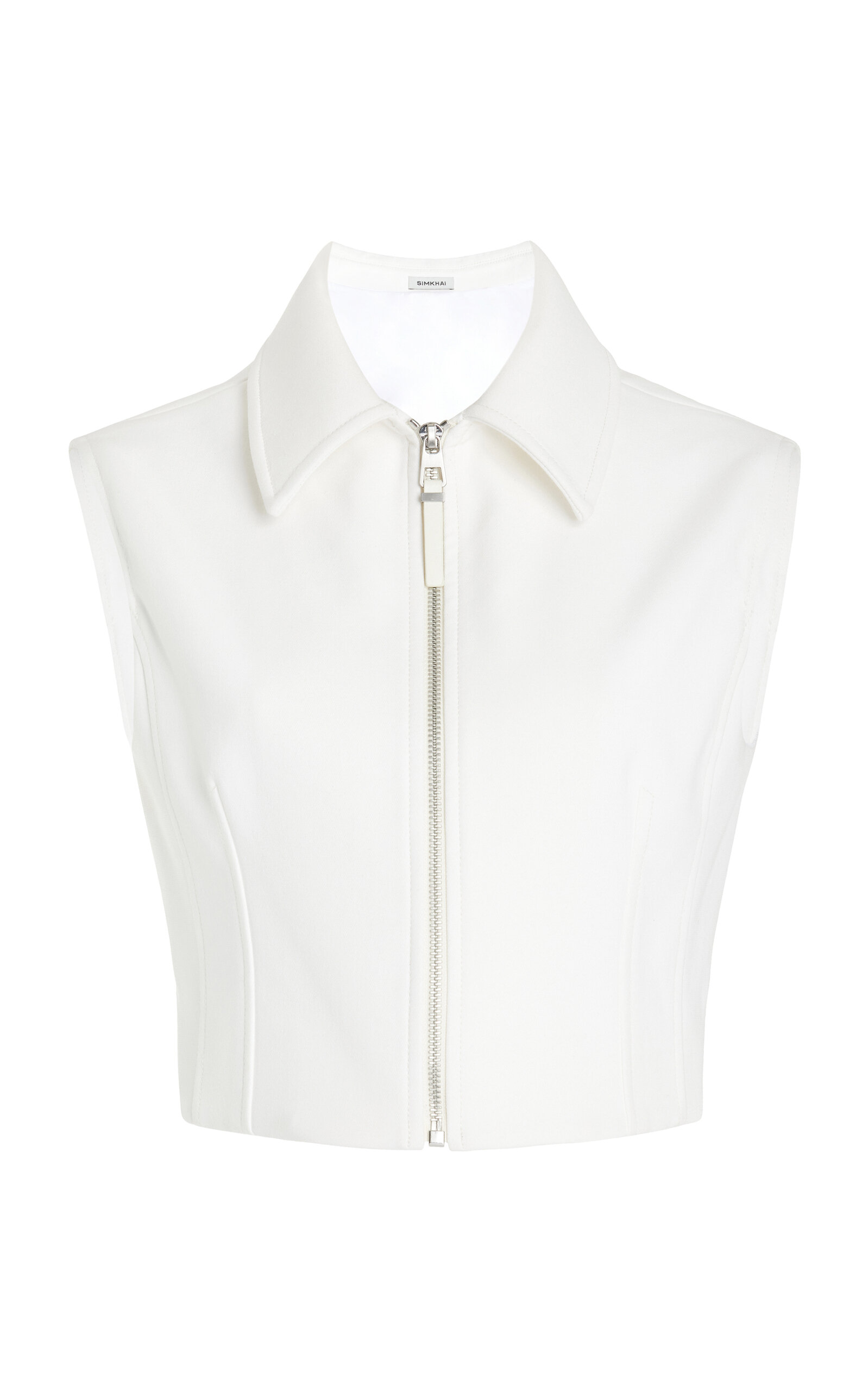 Alix Zip-Front Suiting Crop Top