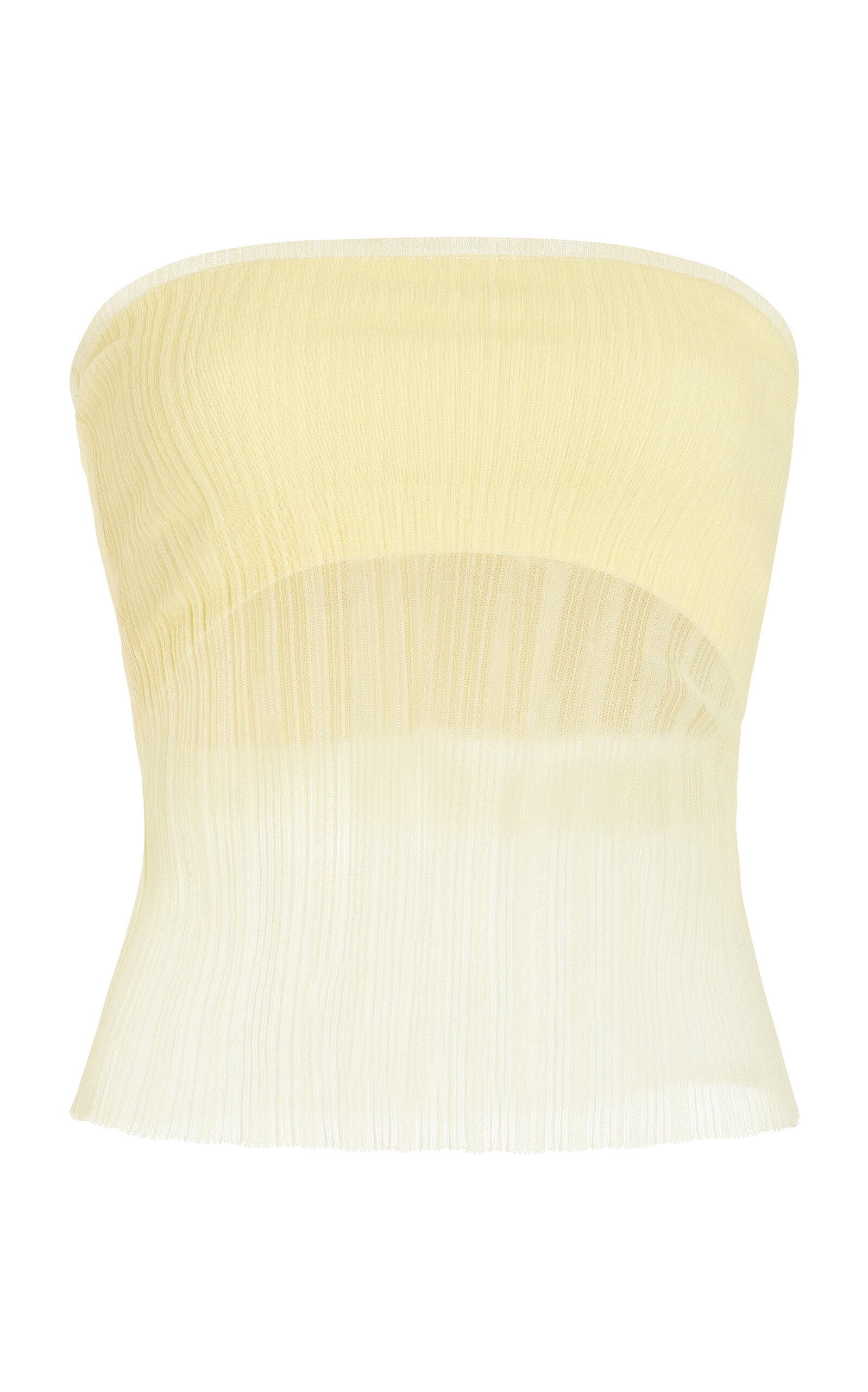 Emberly Sheer Plissé Strapless Top