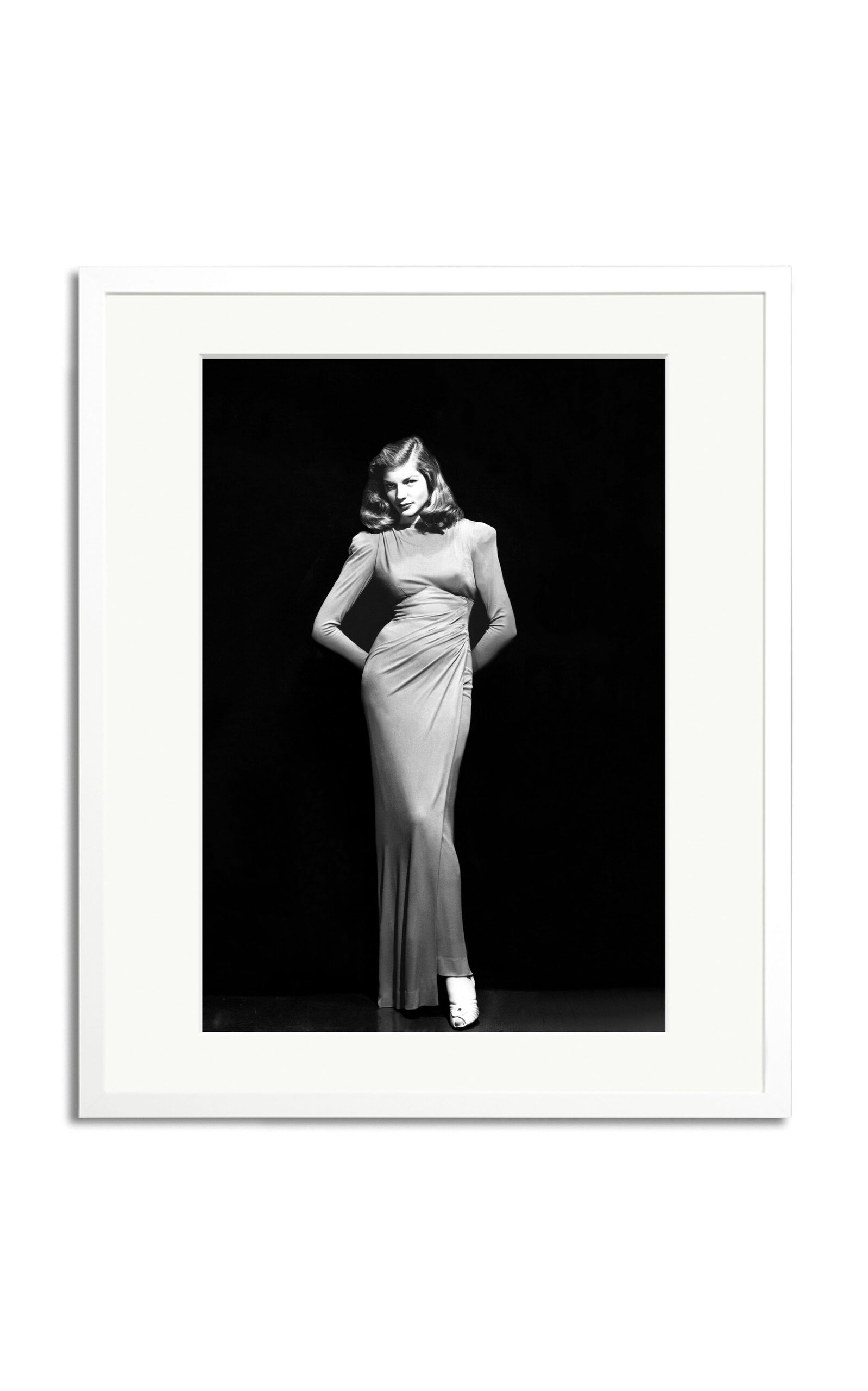 Shop Sonic Editions Lauren Bacall Posing Framed Photography Print In White