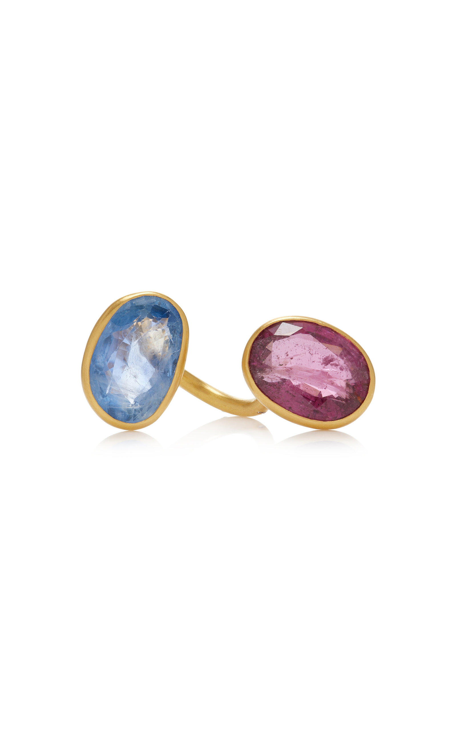 Shop Munnu The Gem Palace 22kt Yellow Gold One-of-a-kind Sapphire And Spinel Ring With Diamonds In Multi