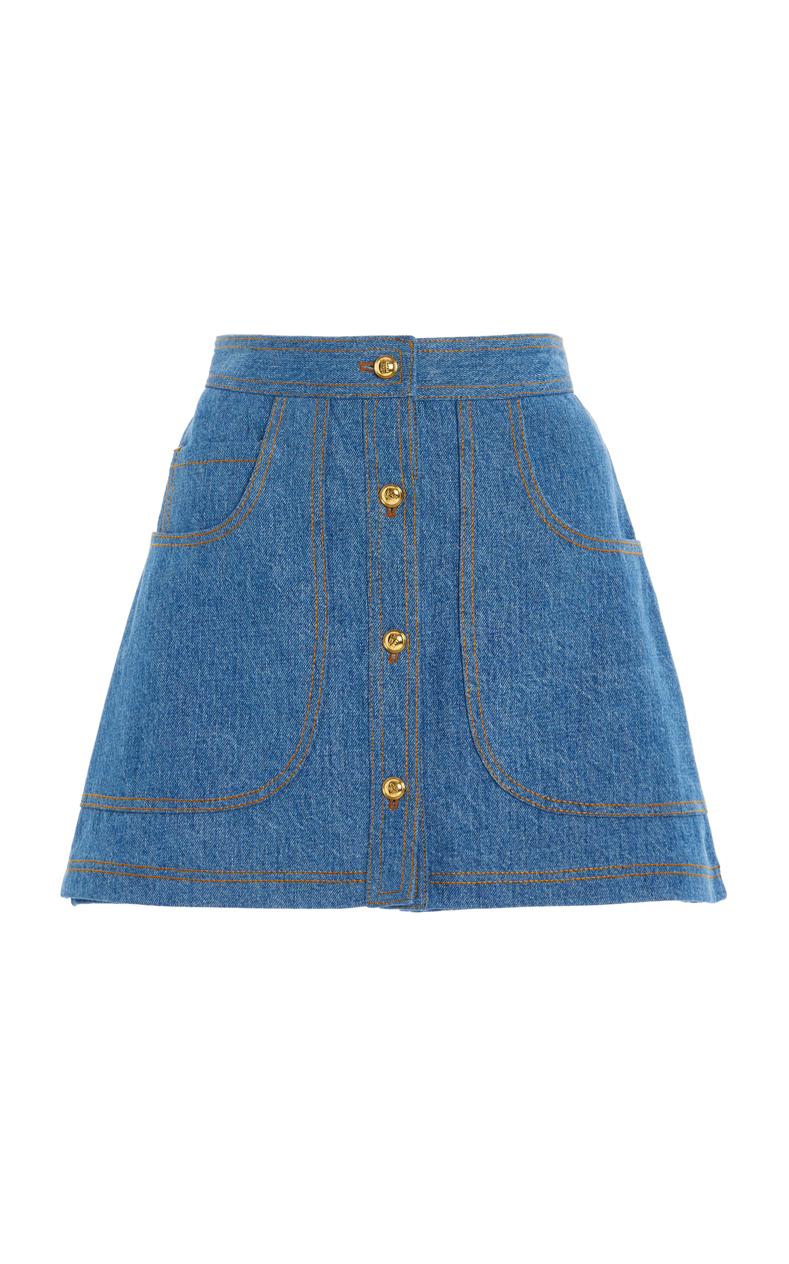 Bennet Stone-Wash Denim Mini Skort