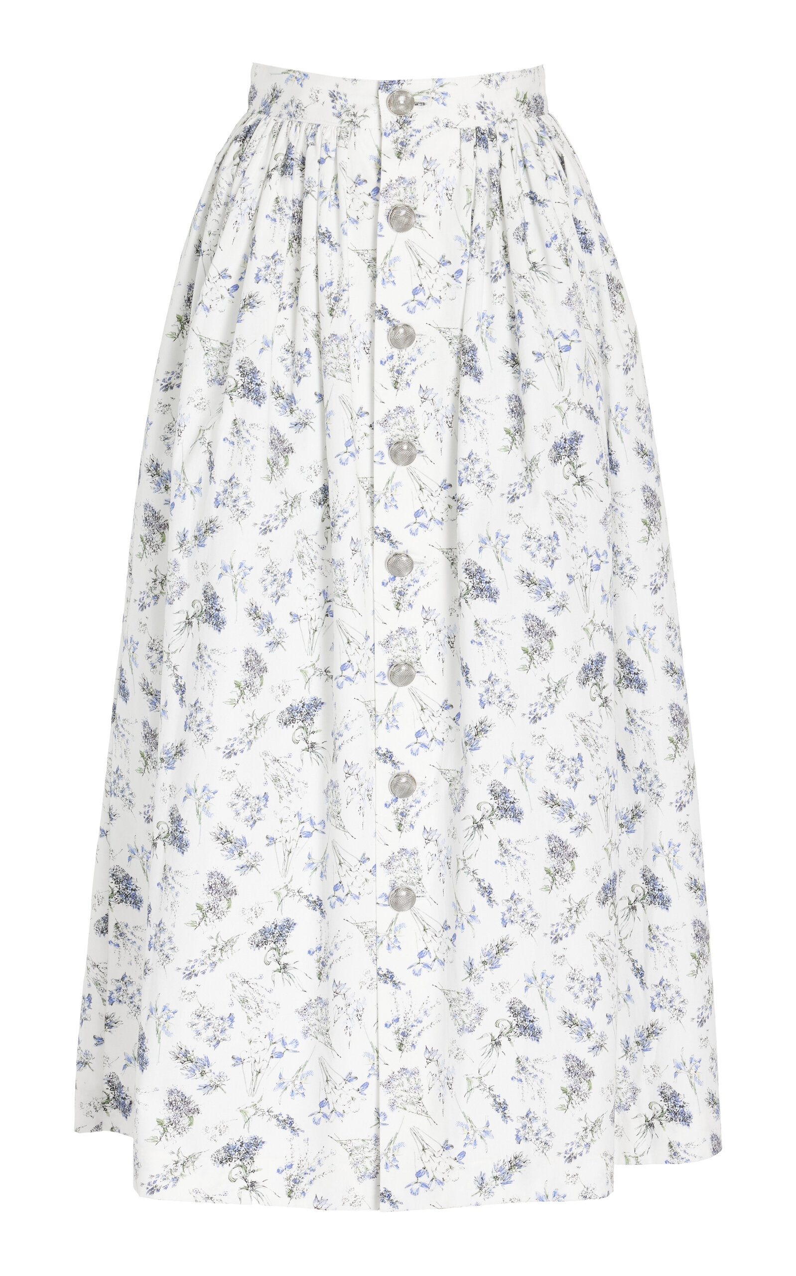 Bryce Printed Cotton Poplin Midi Skirt